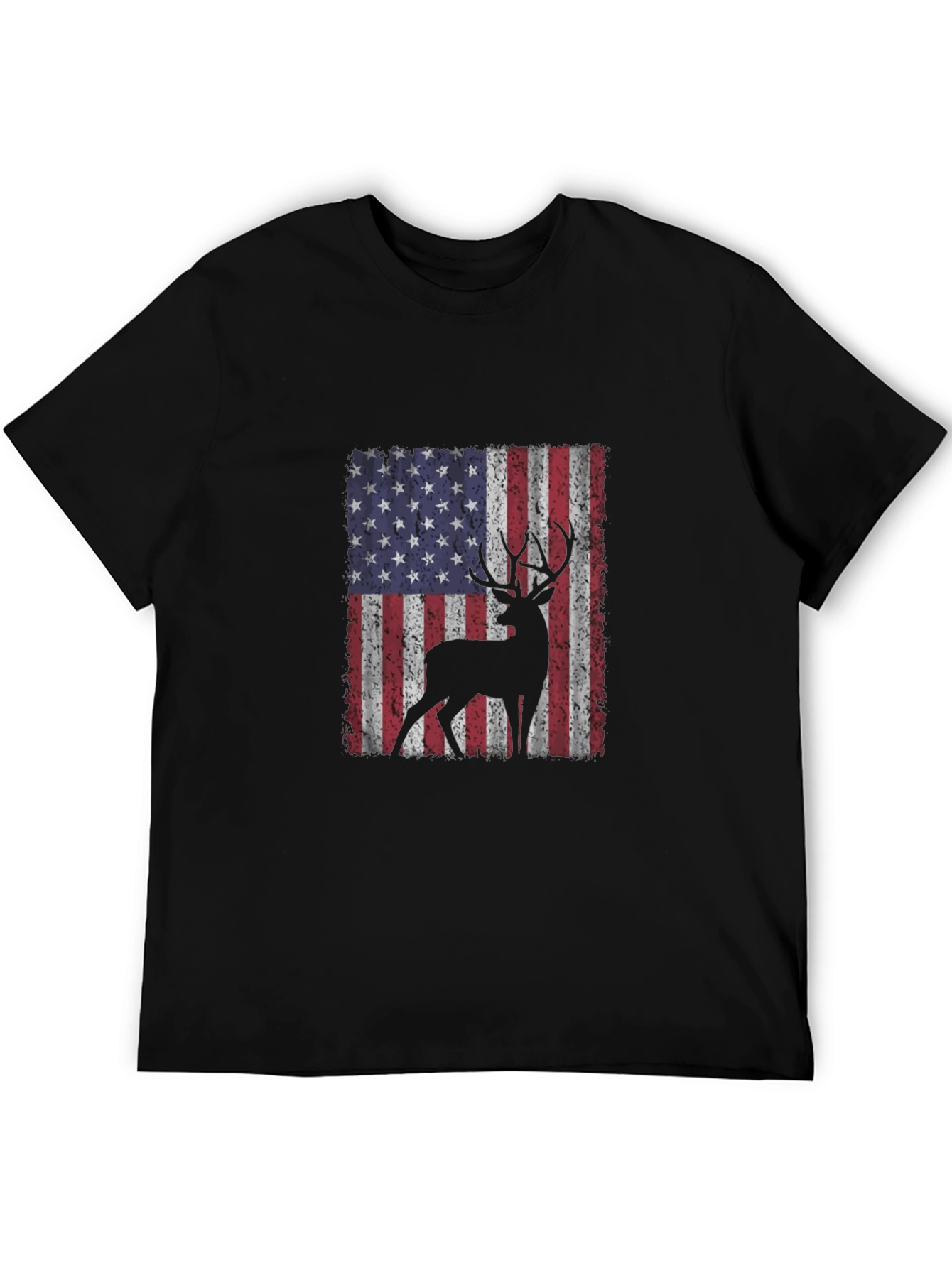 Deer USA Flag T-Shirt Patriotic Hunting