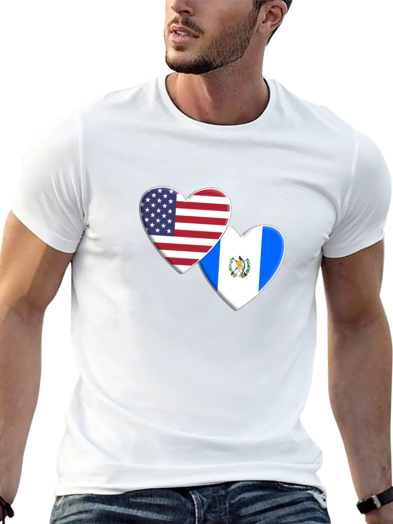 USA and Guatemala Flag Heart T-Shirt