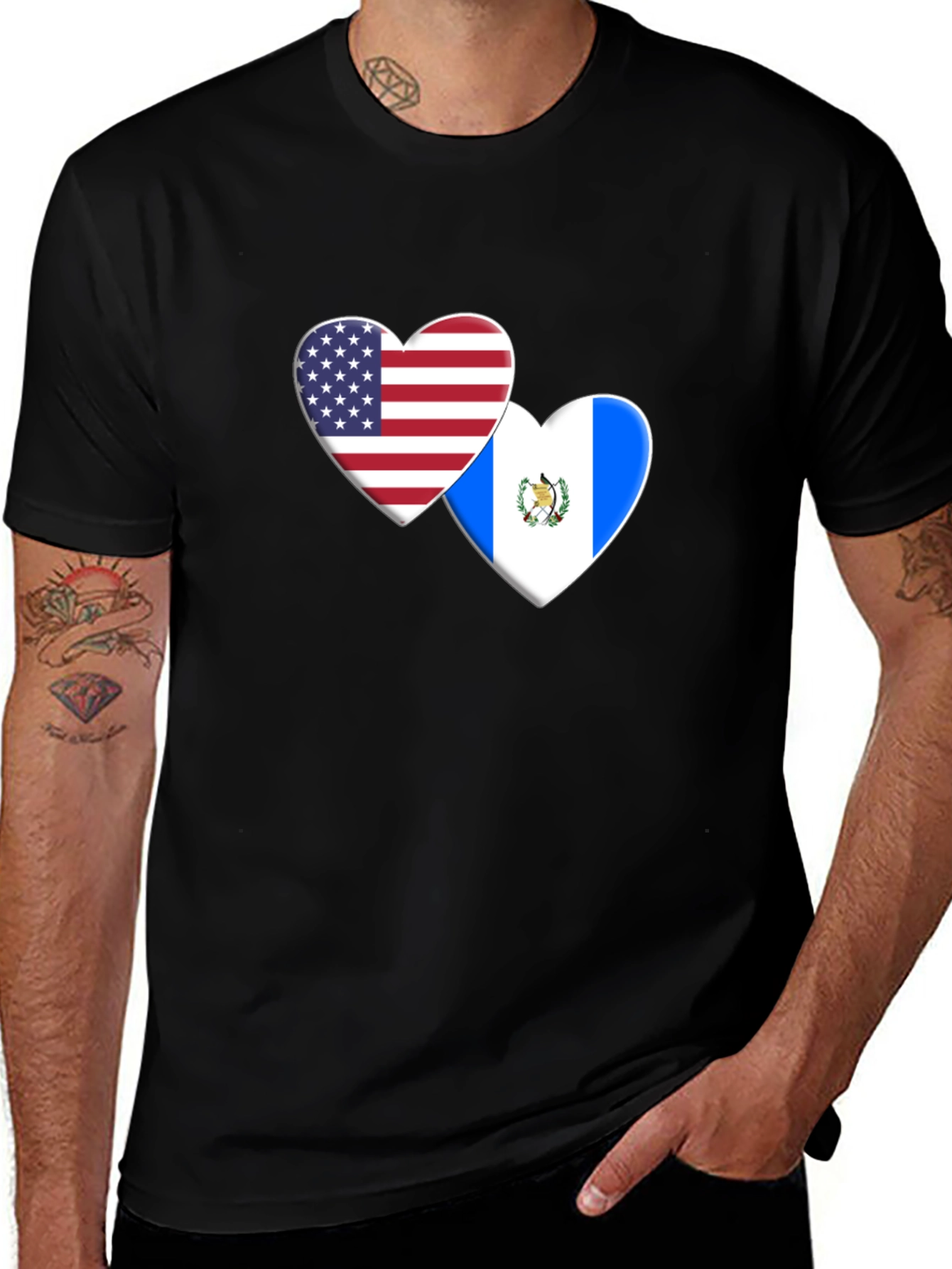 USA and Guatemala Flag Heart T-Shirt