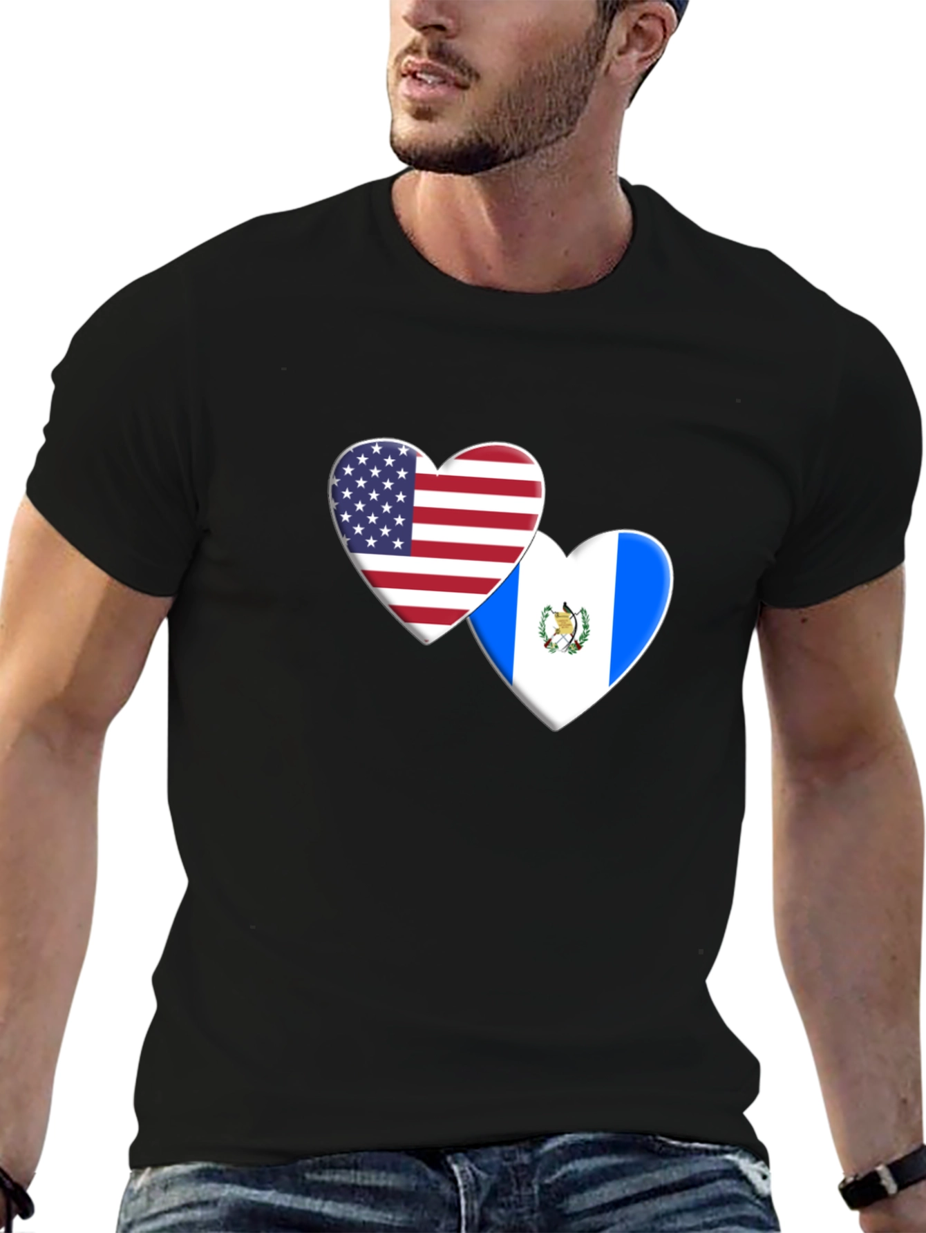 USA and Guatemala Flag Heart T-Shirt