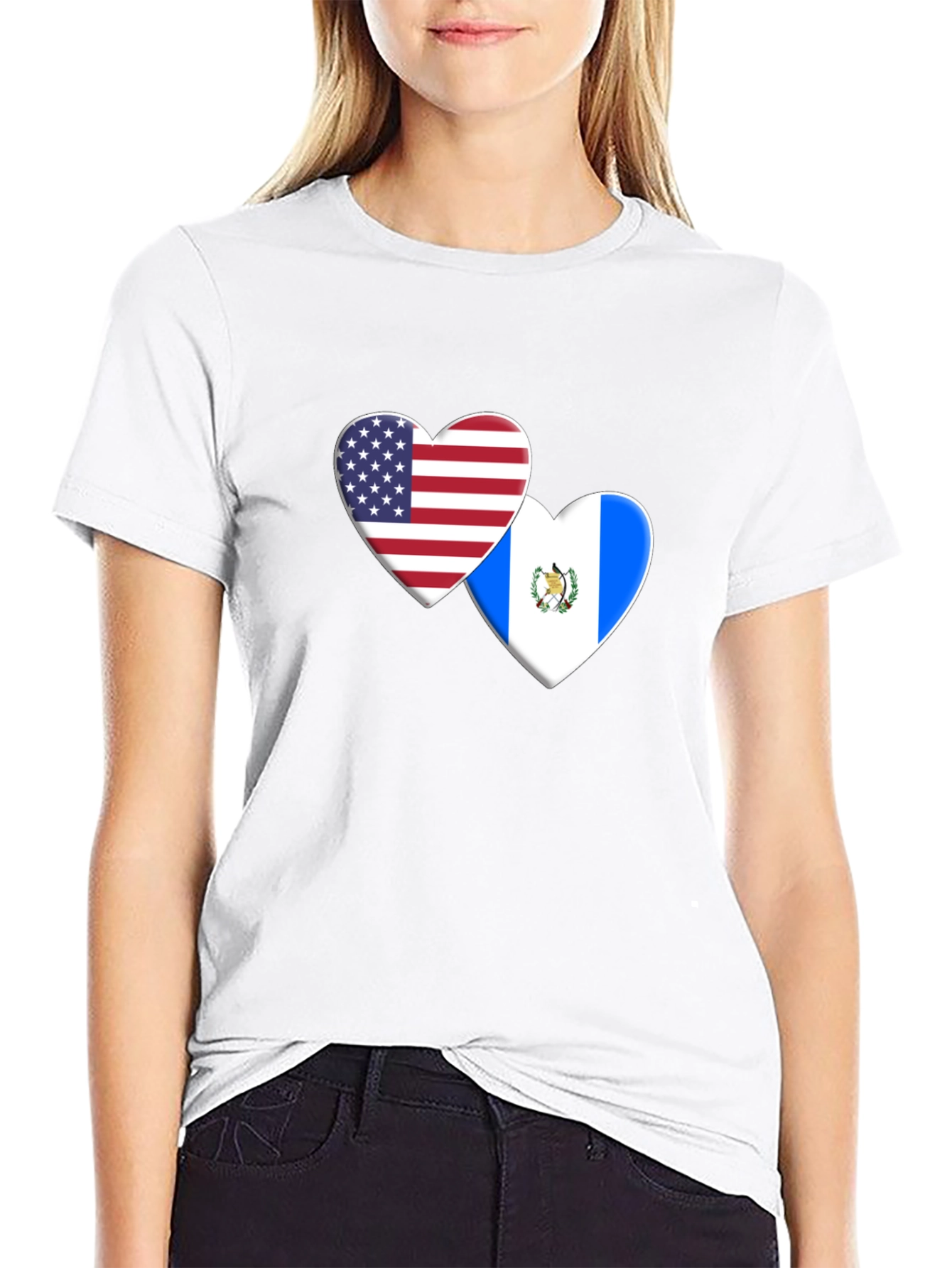 USA and Guatemala Flag Heart T-Shirt