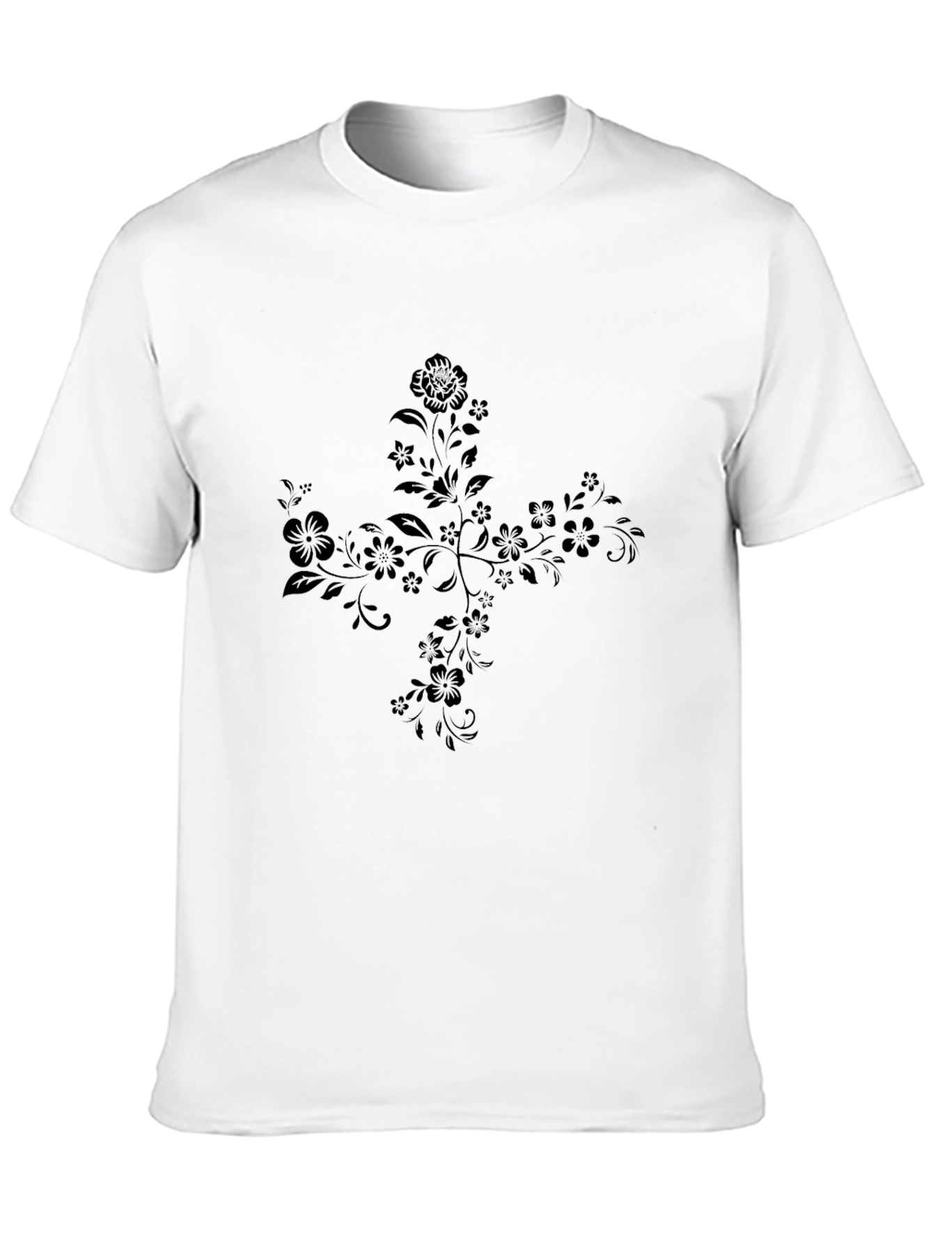 Floral Cross Graphic Tee - Black