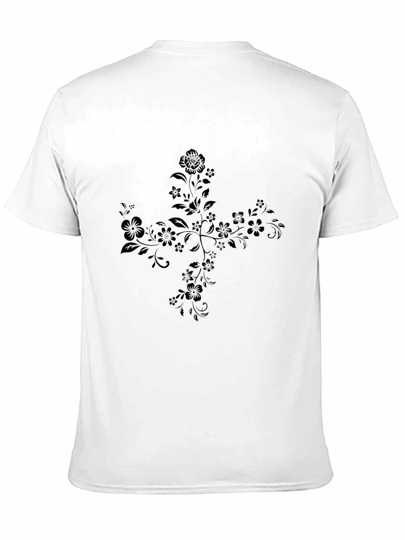 Floral Cross Graphic Tee - Black
