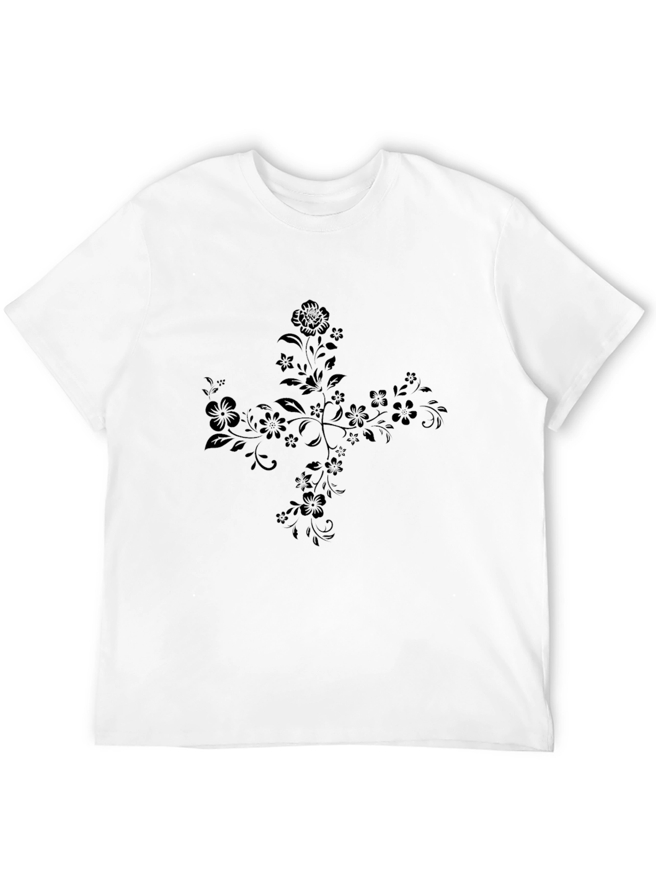 Floral Cross Graphic Tee - Black