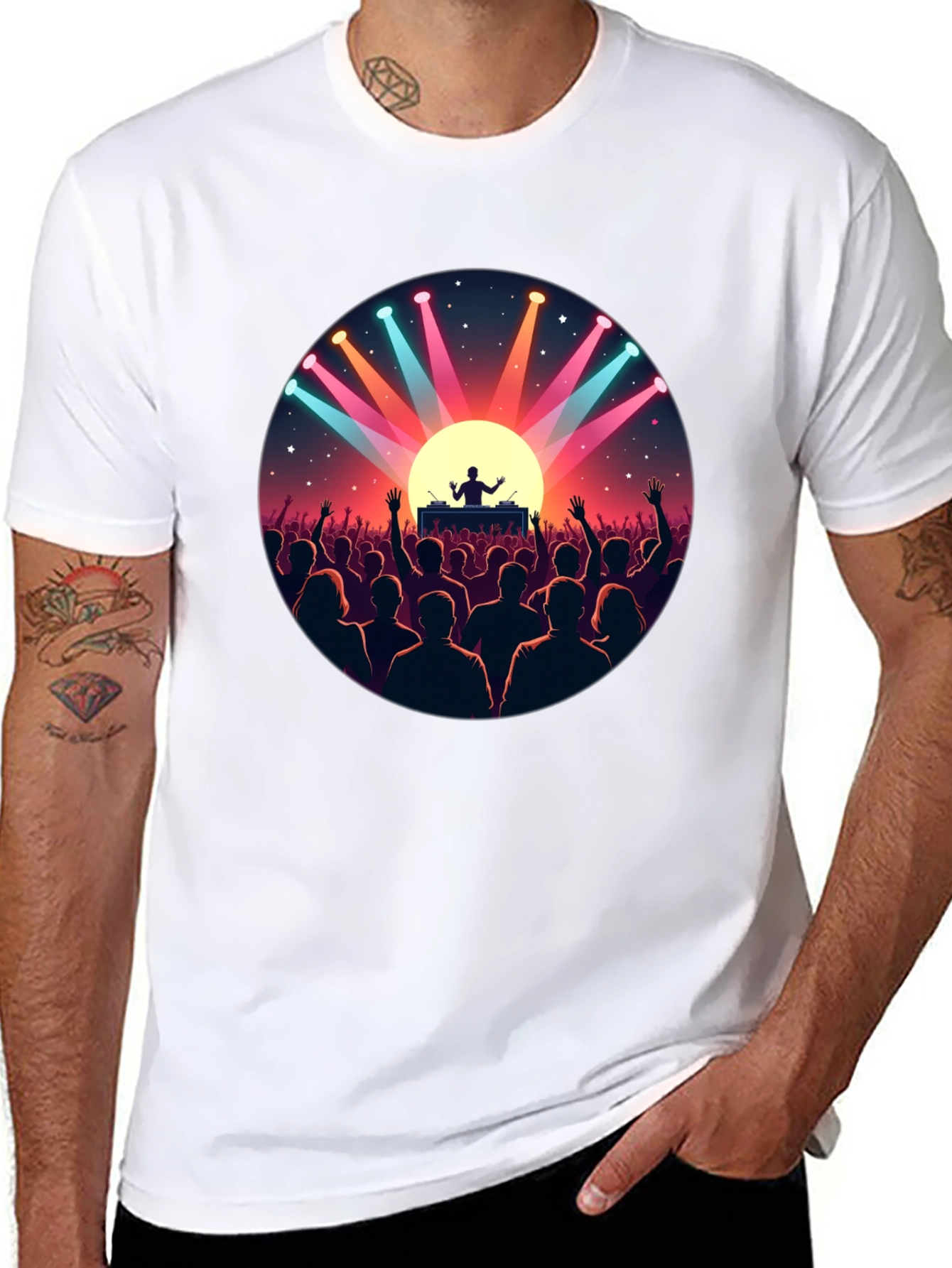 DJ Concert Graphic Tee - Black Cotton T-Shirt