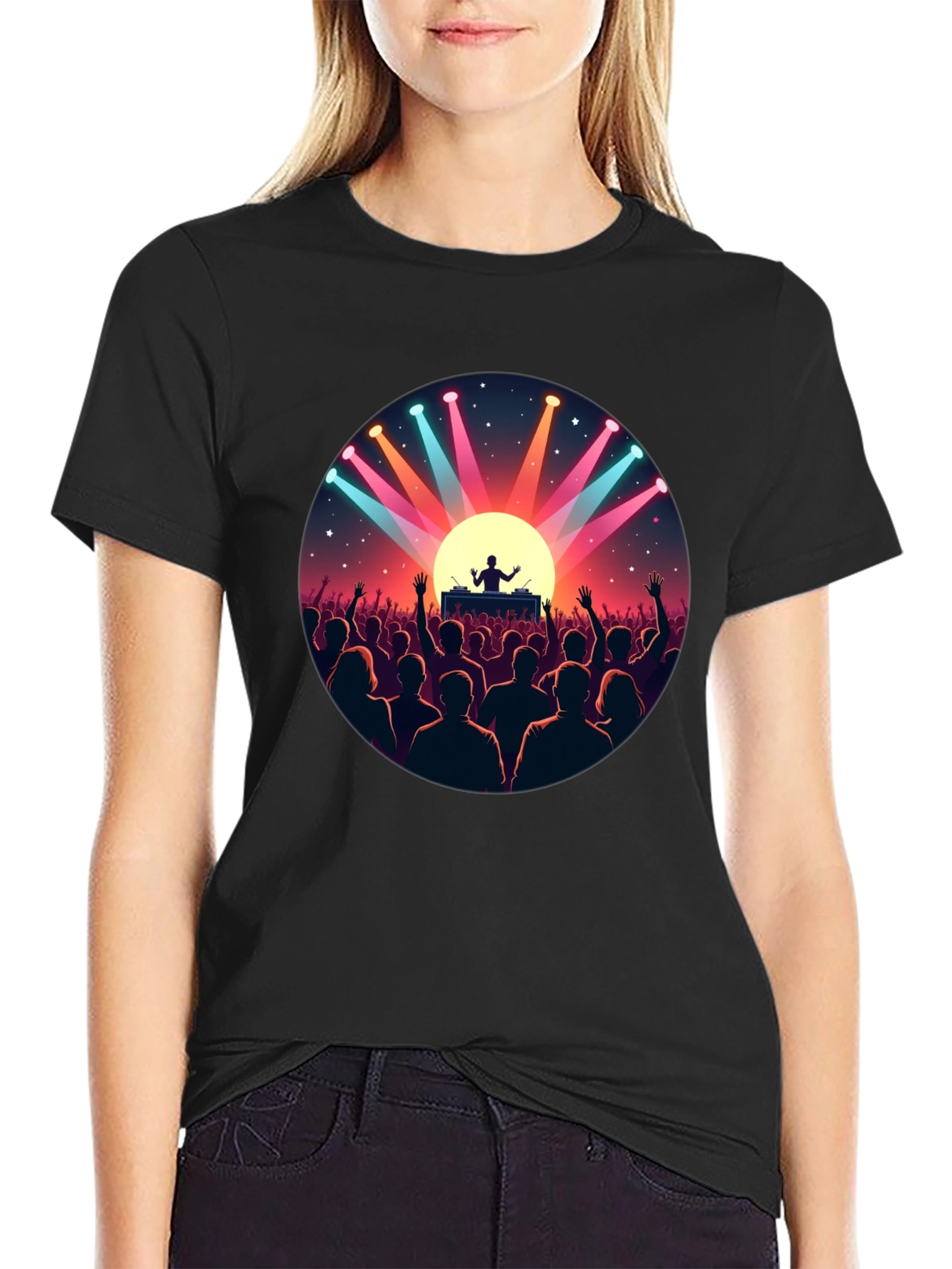 DJ Concert Graphic Tee - Black Cotton T-Shirt