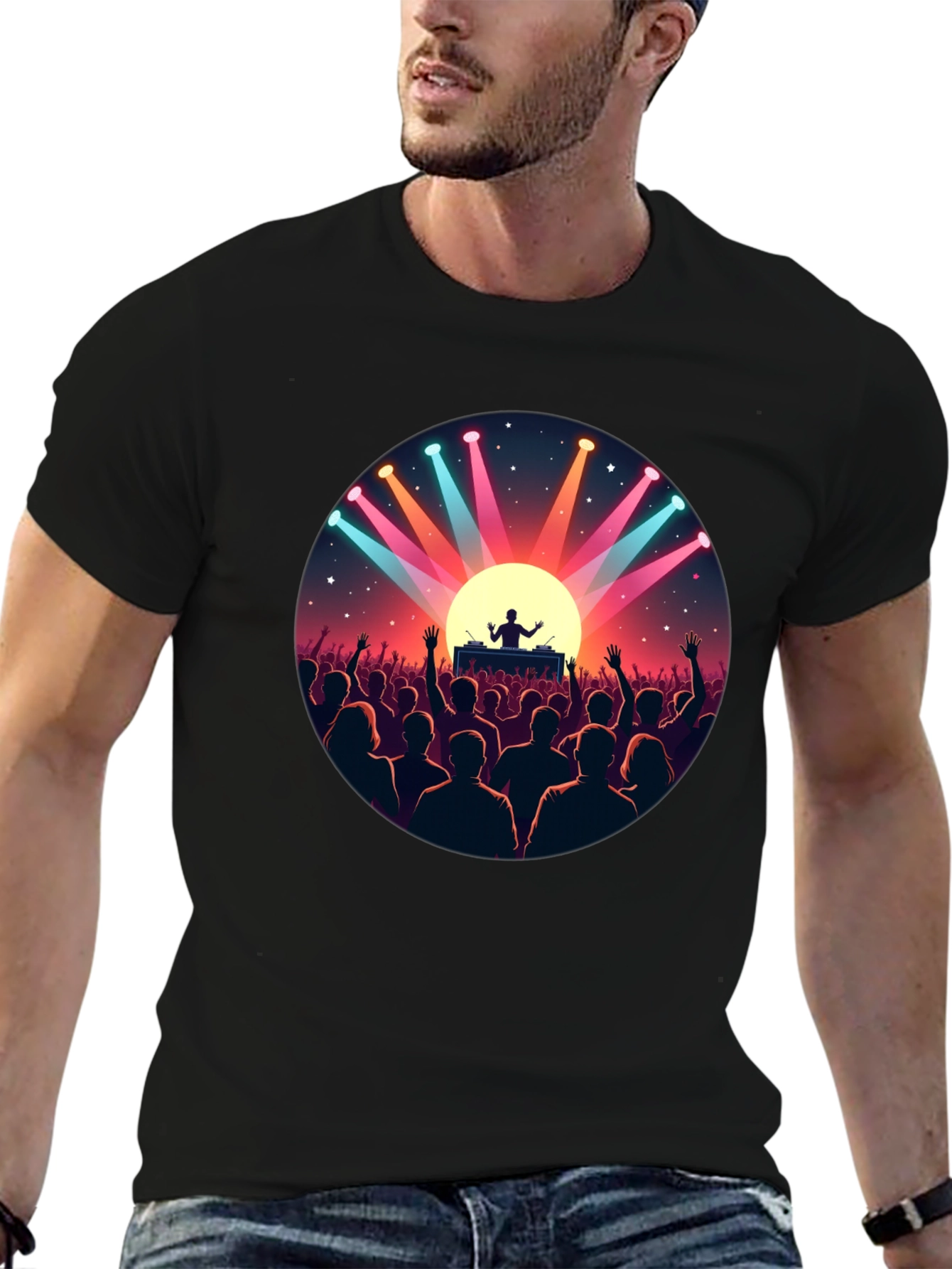 DJ Concert Graphic Tee - Black Cotton T-Shirt