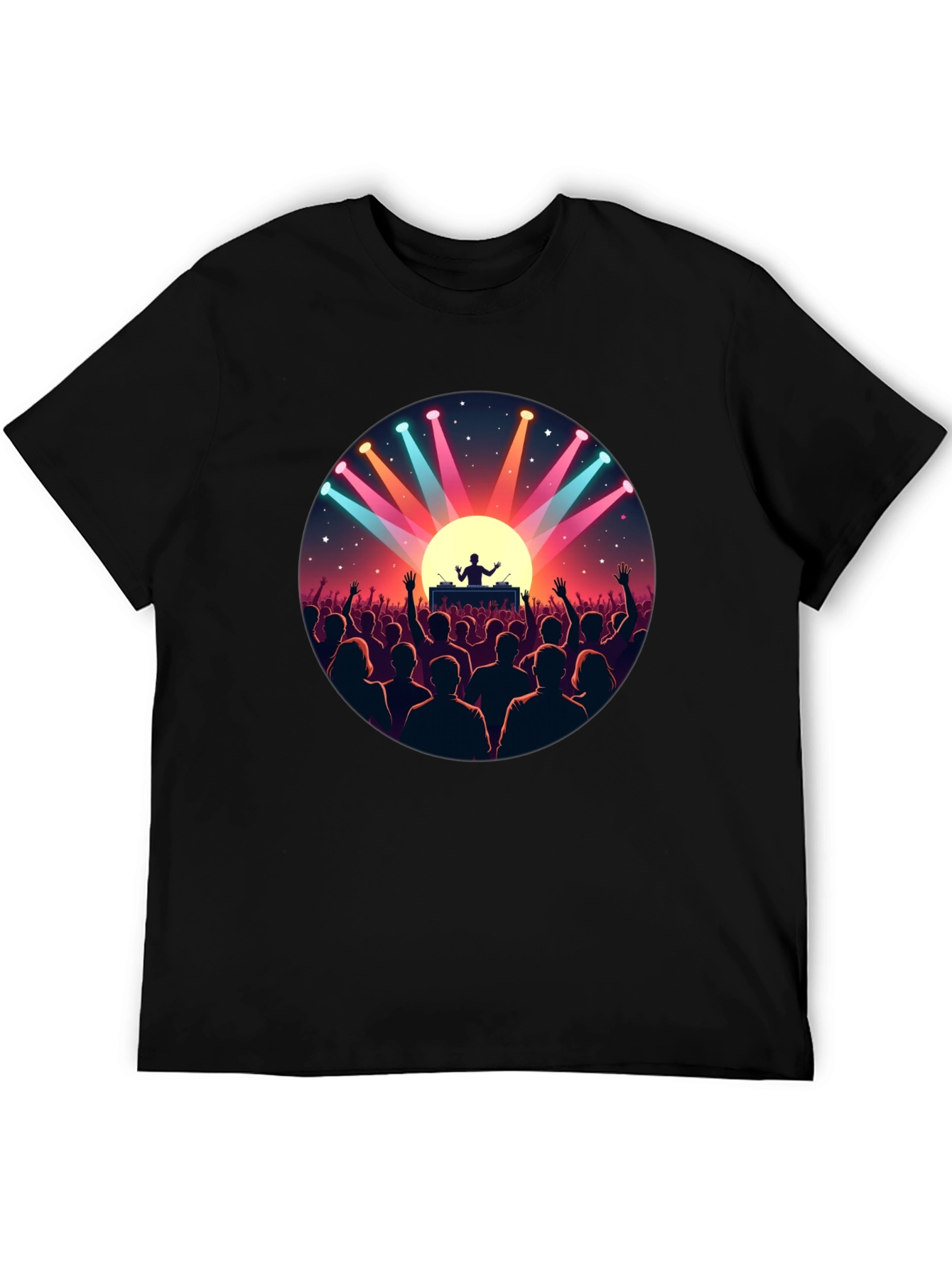 DJ Concert Graphic Tee - Black Cotton T-Shirt