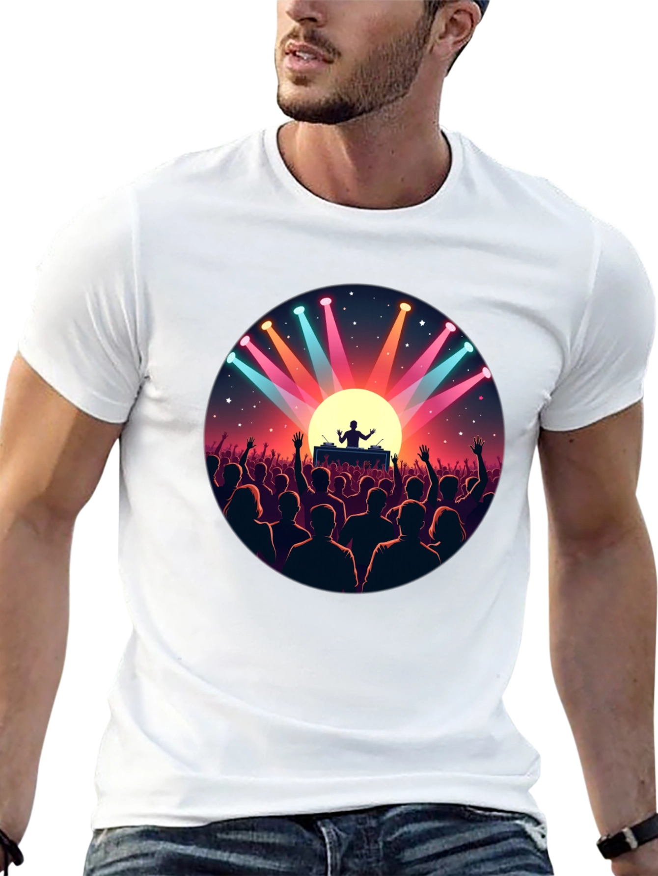 DJ Concert Graphic Tee - Black Cotton T-Shirt