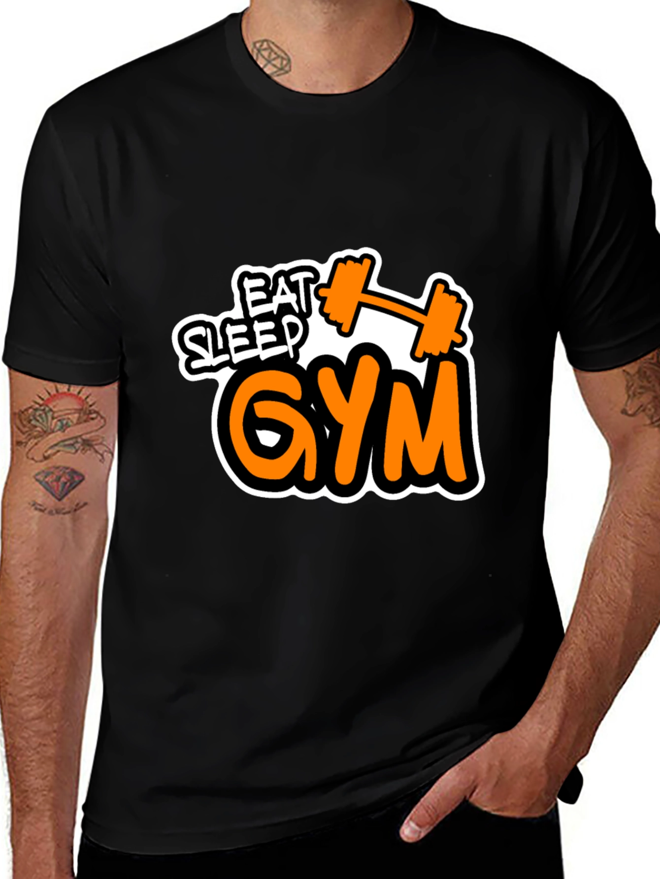 Eat Sleep Gym Graphic T-Shirt Fitness Workout Tee