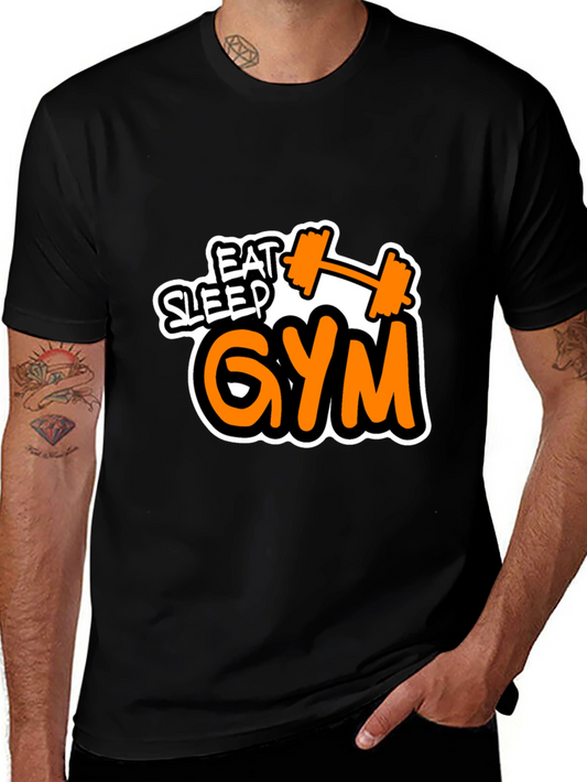 Eat Sleep Gym Graphic T-Shirt Fitness Workout Tee