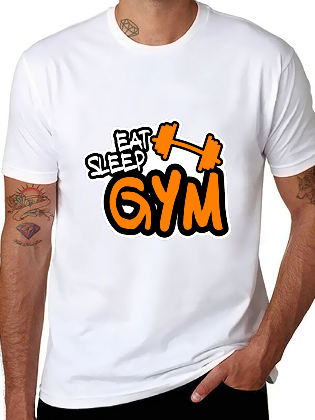 Eat Sleep Gym Graphic T-Shirt Fitness Workout Tee