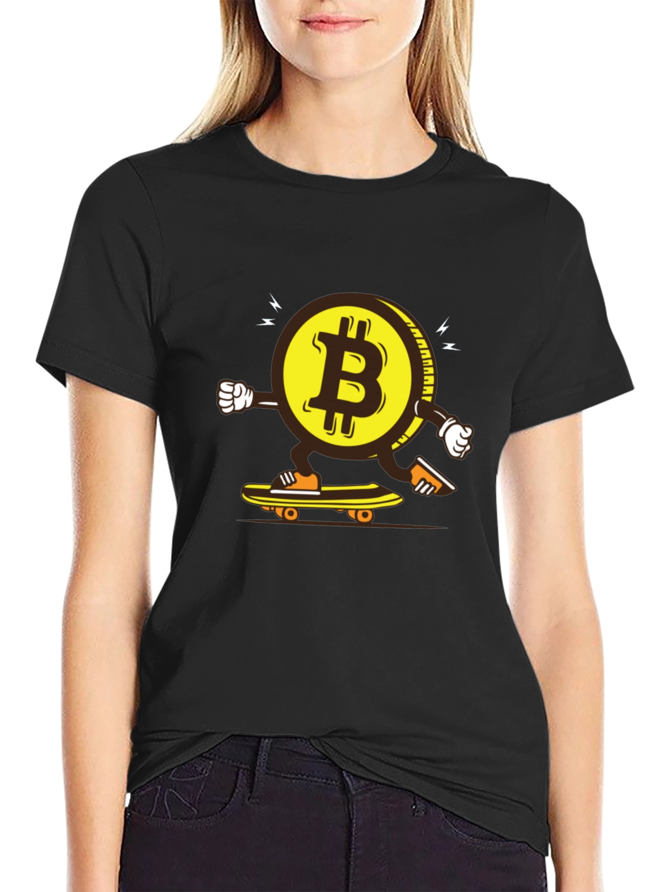 Bitcoin Skateboarder Graphic Tee - Crypto Enthusiast Apparel