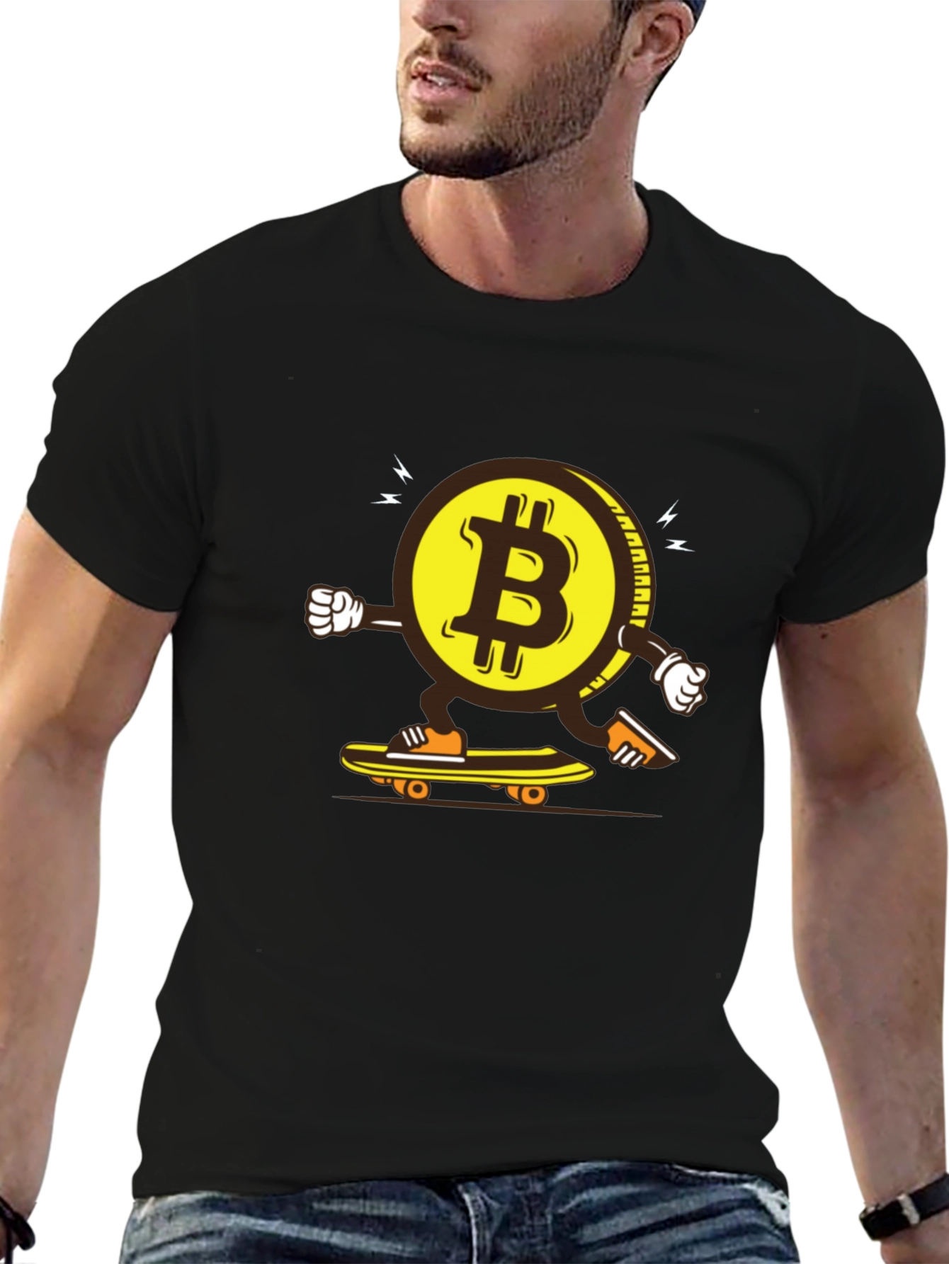 Bitcoin Skateboarder Graphic Tee - Crypto Enthusiast Apparel