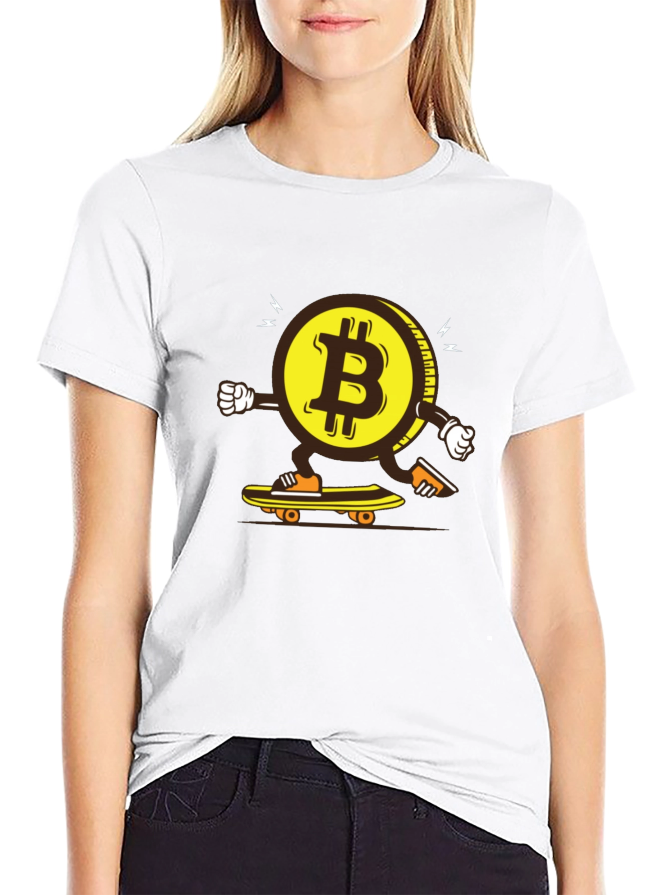 Bitcoin Skateboarder Graphic Tee - Crypto Enthusiast Apparel