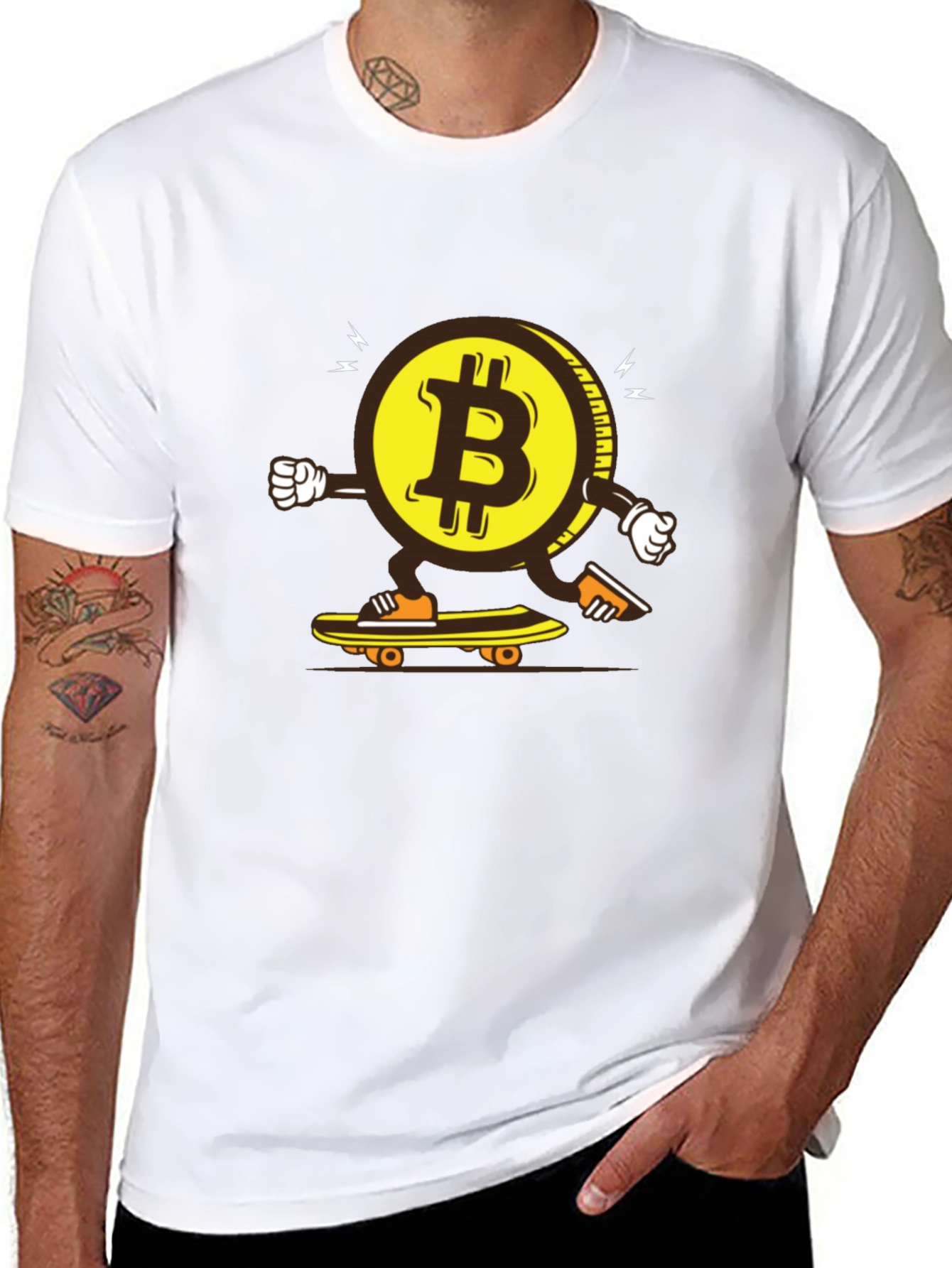 Bitcoin Skateboarder Graphic Tee - Crypto Enthusiast Apparel