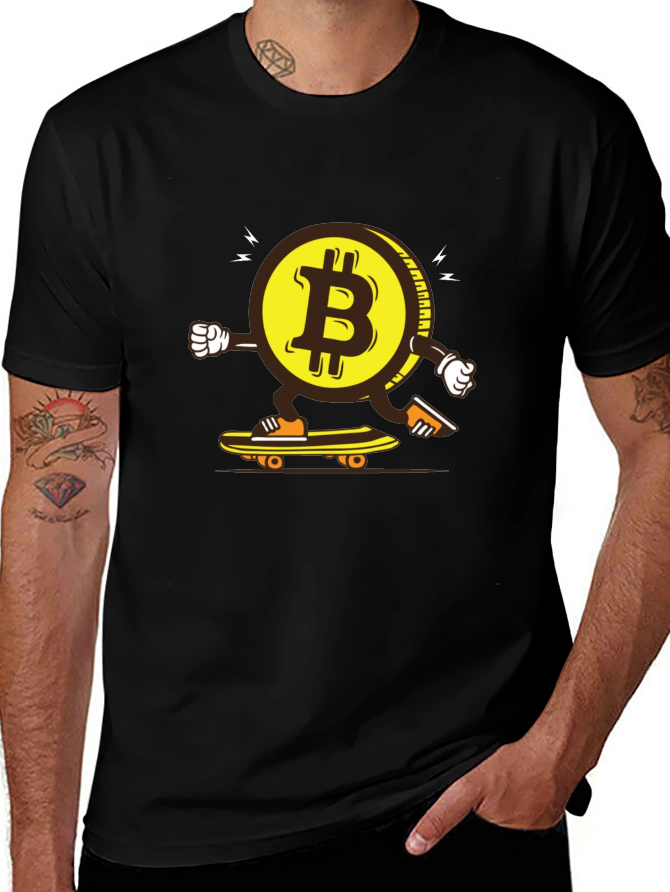 Bitcoin Skateboarder Graphic Tee - Crypto Enthusiast Apparel