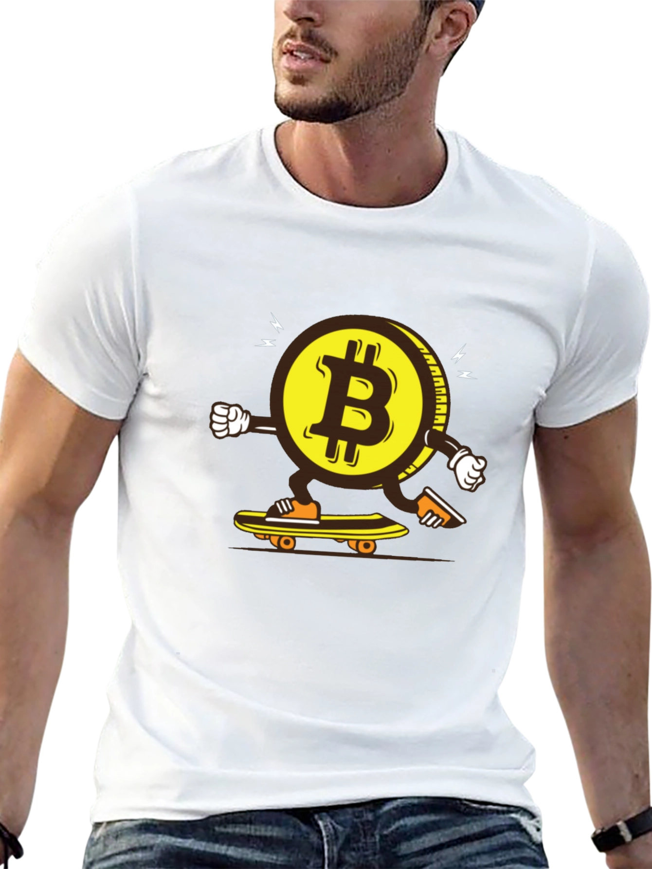 Bitcoin Skateboarder Graphic Tee - Crypto Enthusiast Apparel