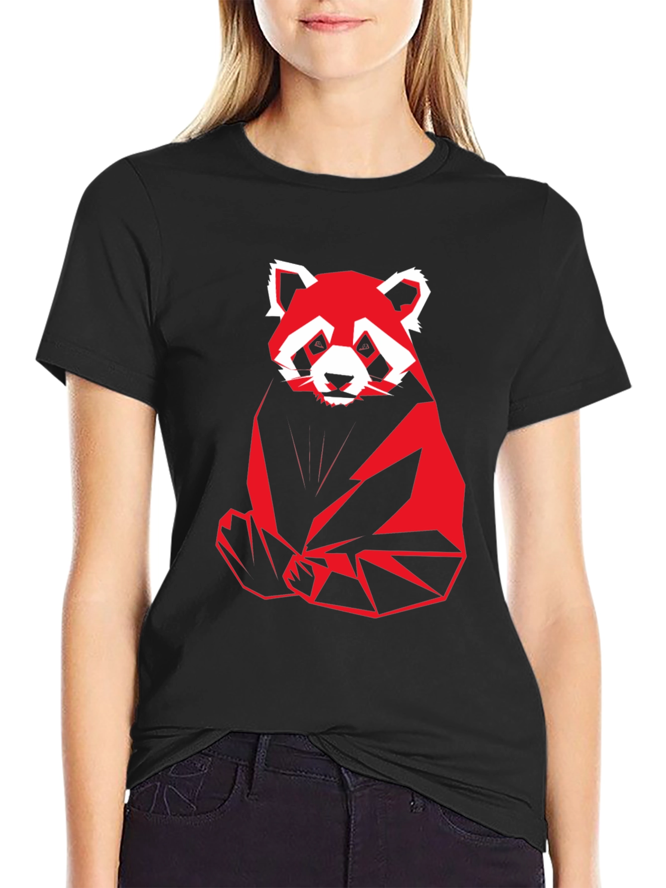 Geometric Red Panda Graphic T-Shirt