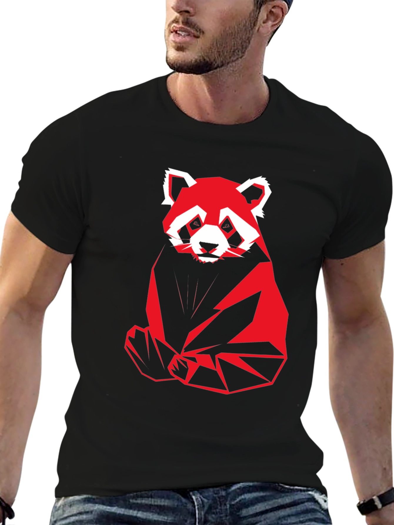 Geometric Red Panda Graphic T-Shirt
