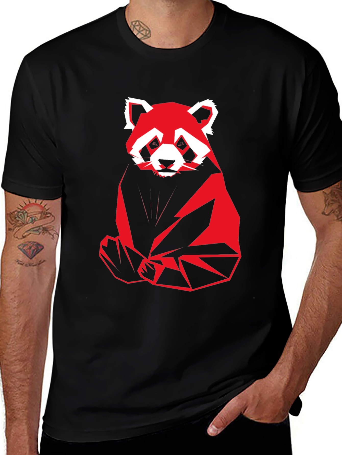 Geometric Red Panda Graphic T-Shirt
