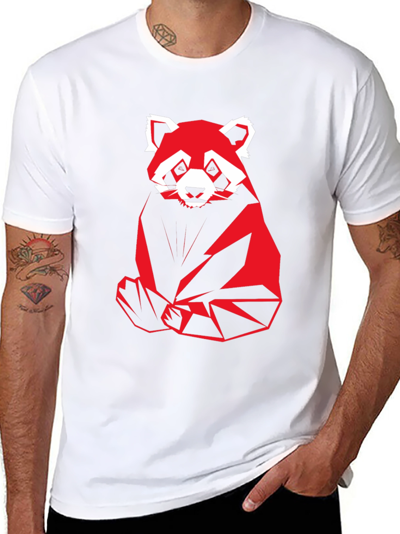 Geometric Red Panda Graphic T-Shirt