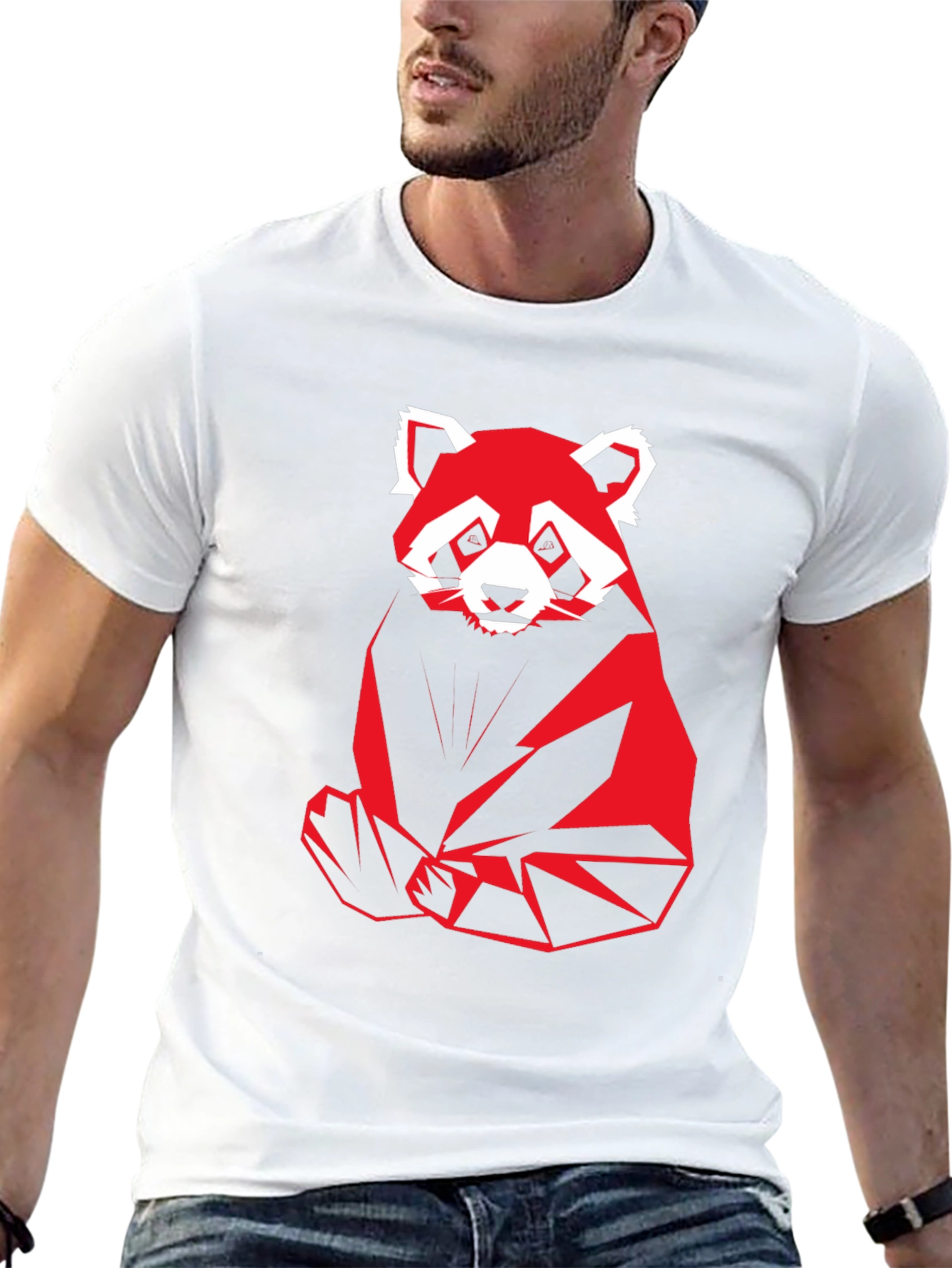 Geometric Red Panda Graphic T-Shirt