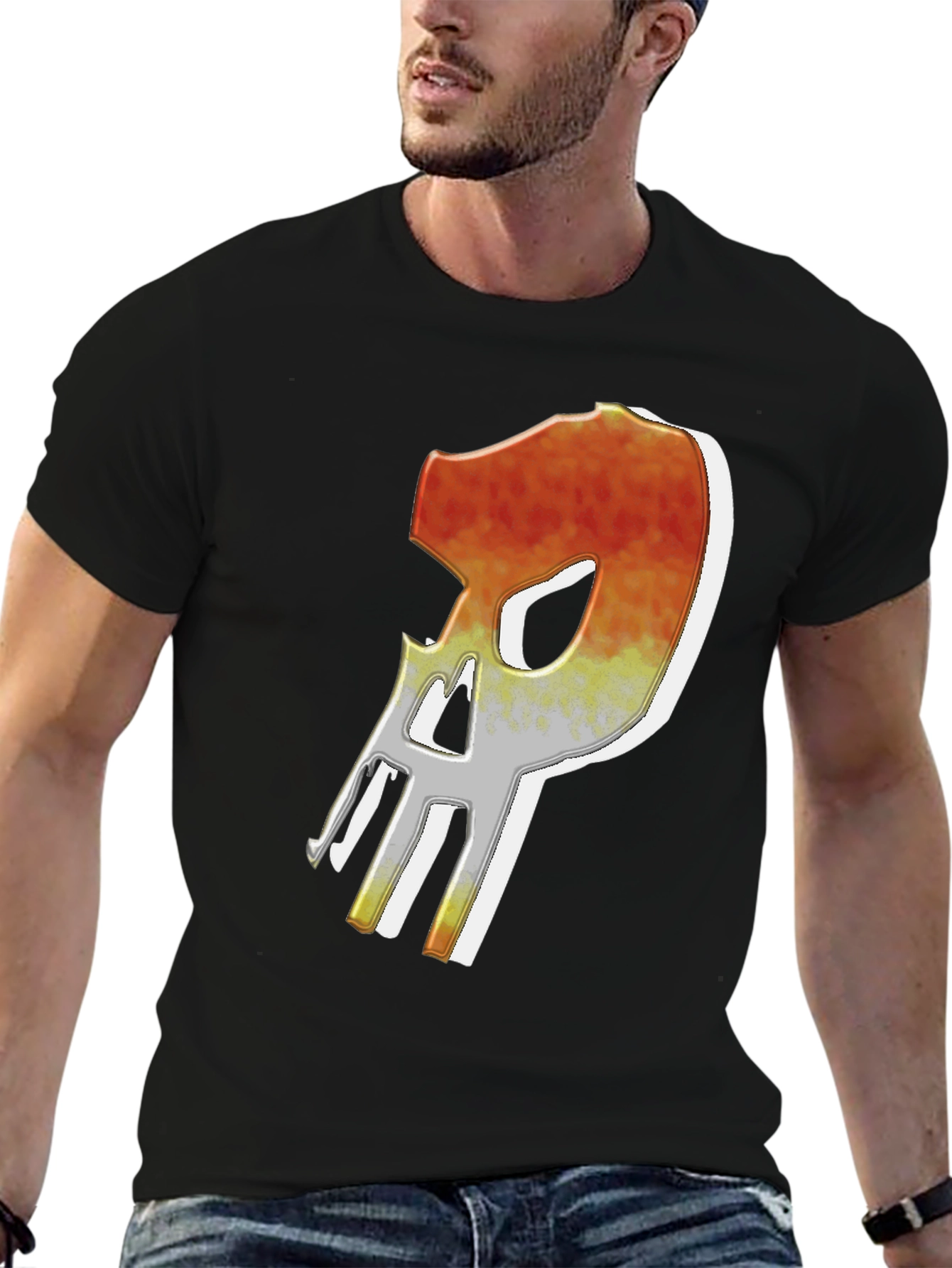 Fiery Skull Graphic Tee - Edgy Mens T-Shirt