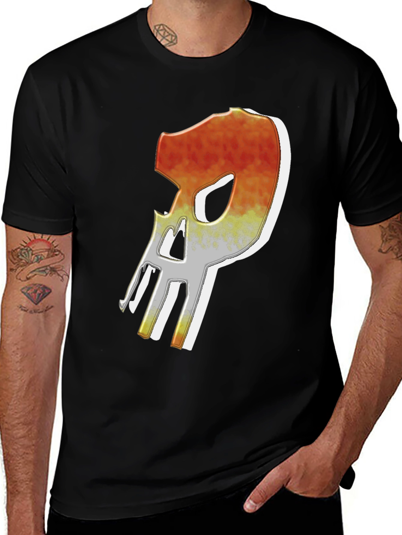 Fiery Skull Graphic Tee - Edgy Mens T-Shirt