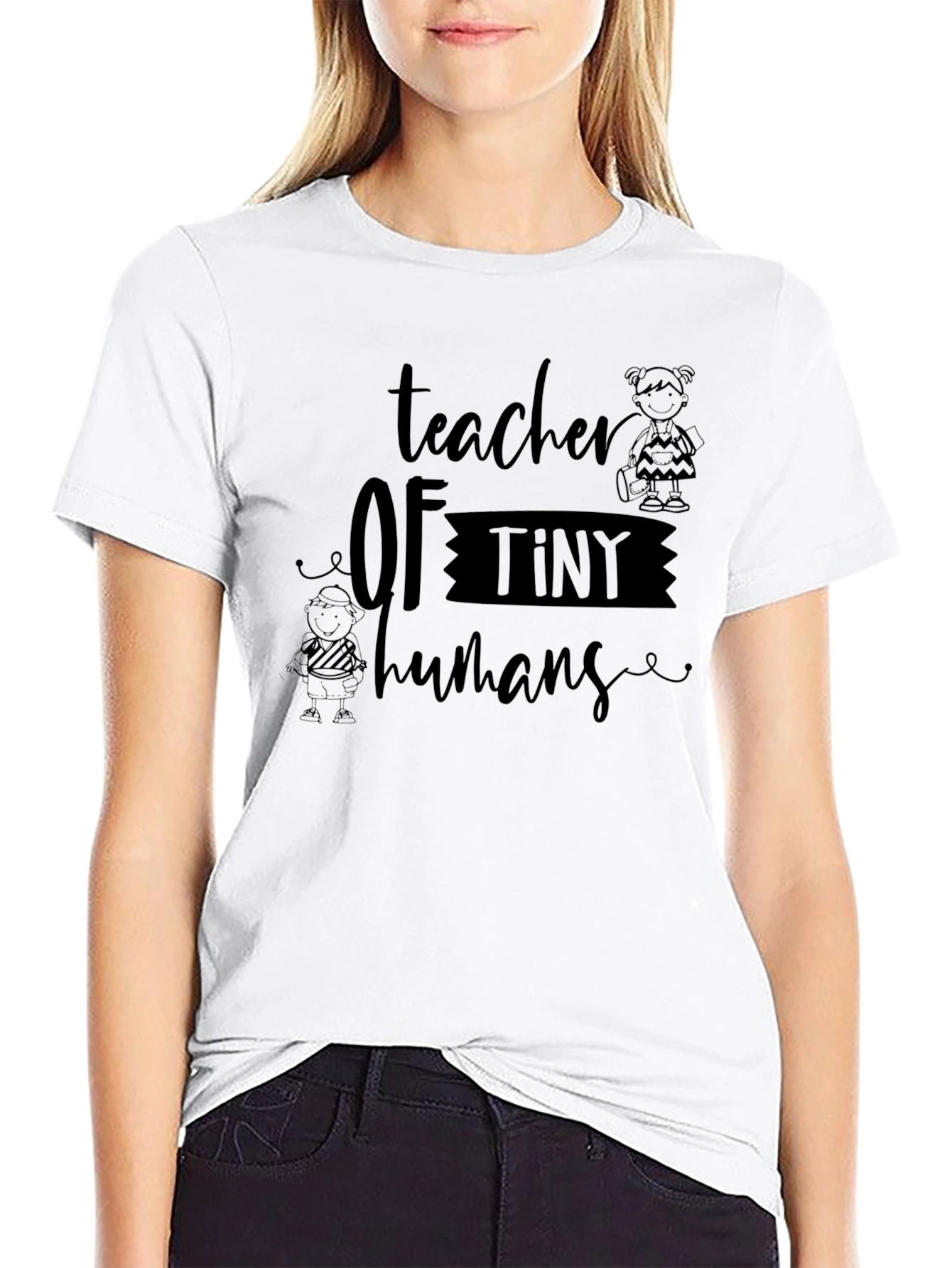 Teacher of Tiny Humans Black Graphic Tee