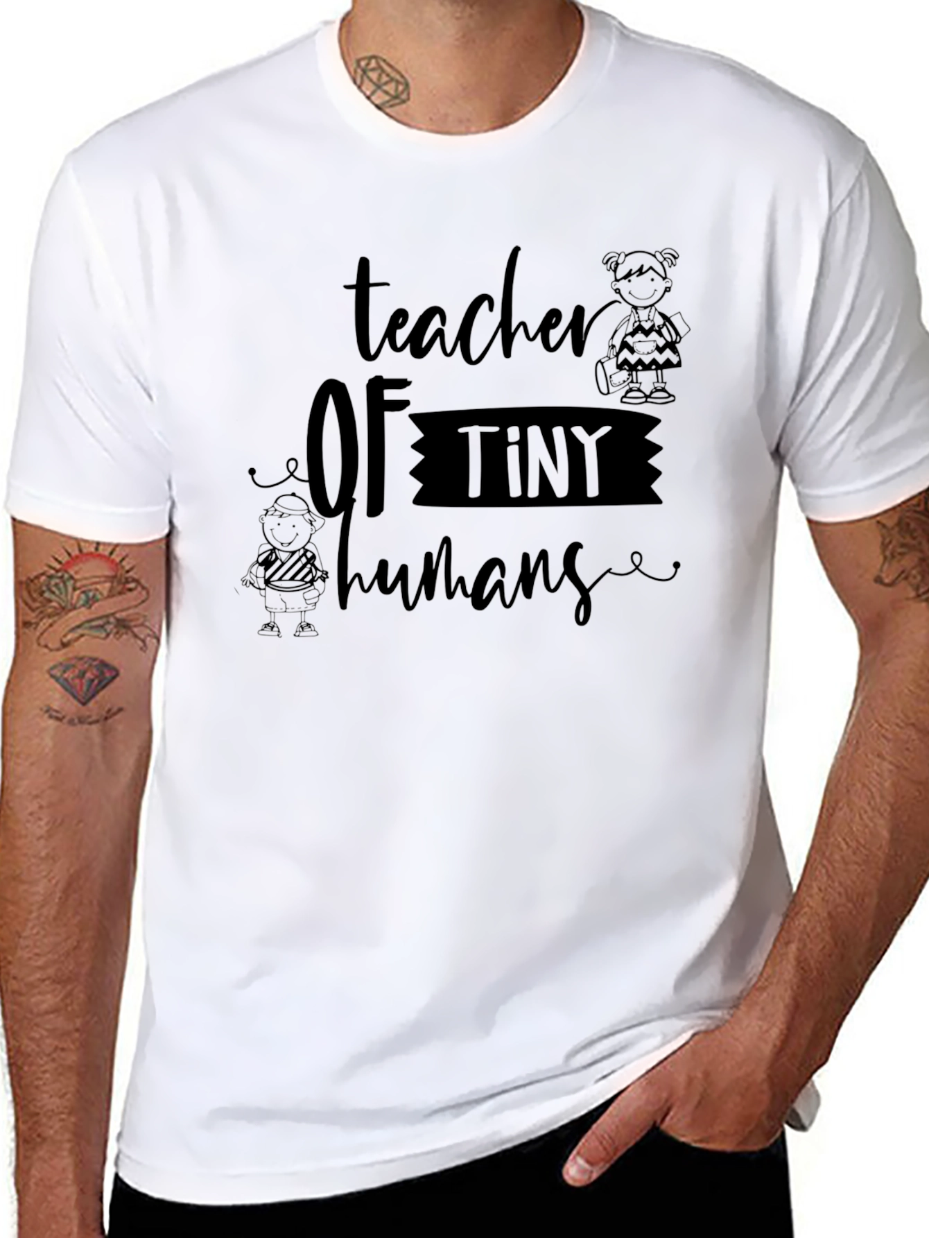 Teacher of Tiny Humans Black Graphic Tee
