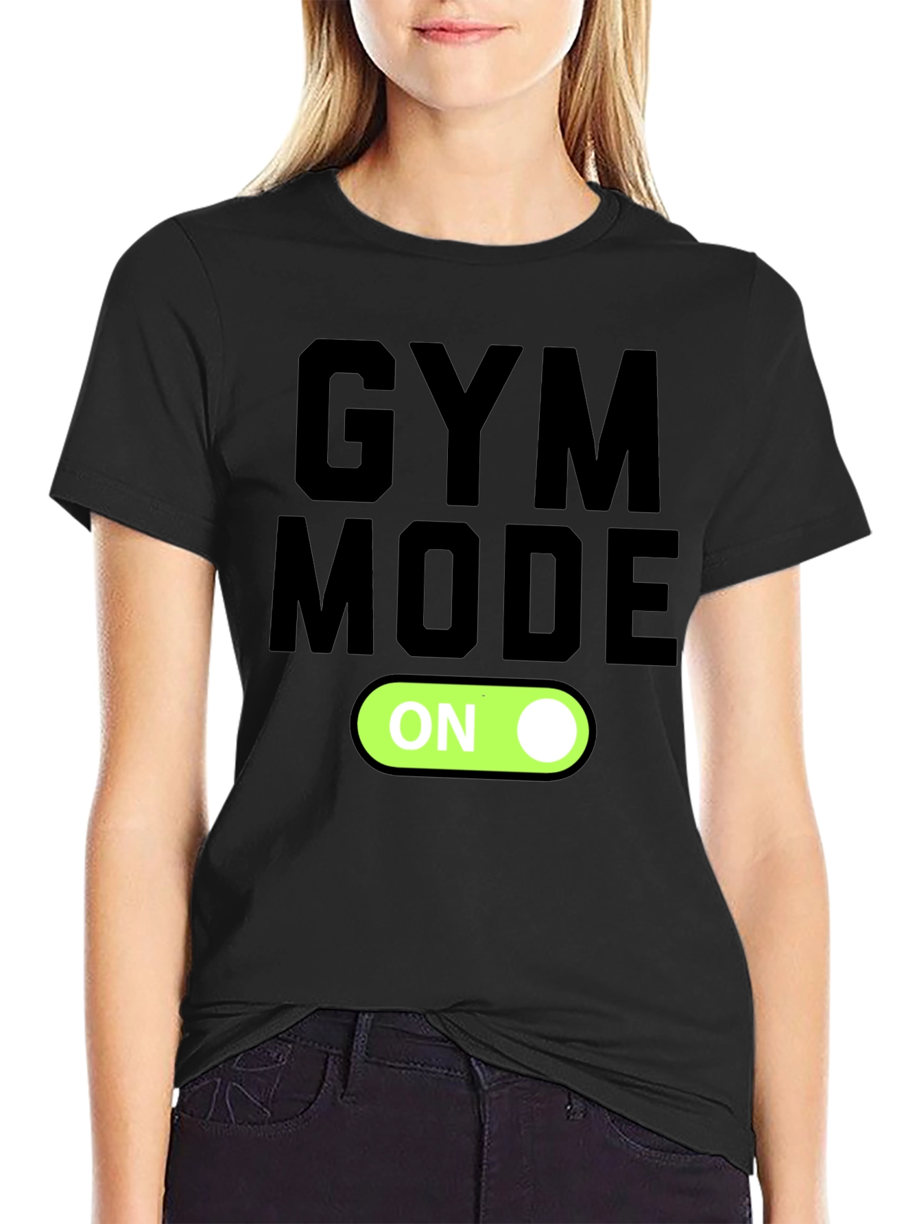Gym Mode On Graphic T-Shirt - Black