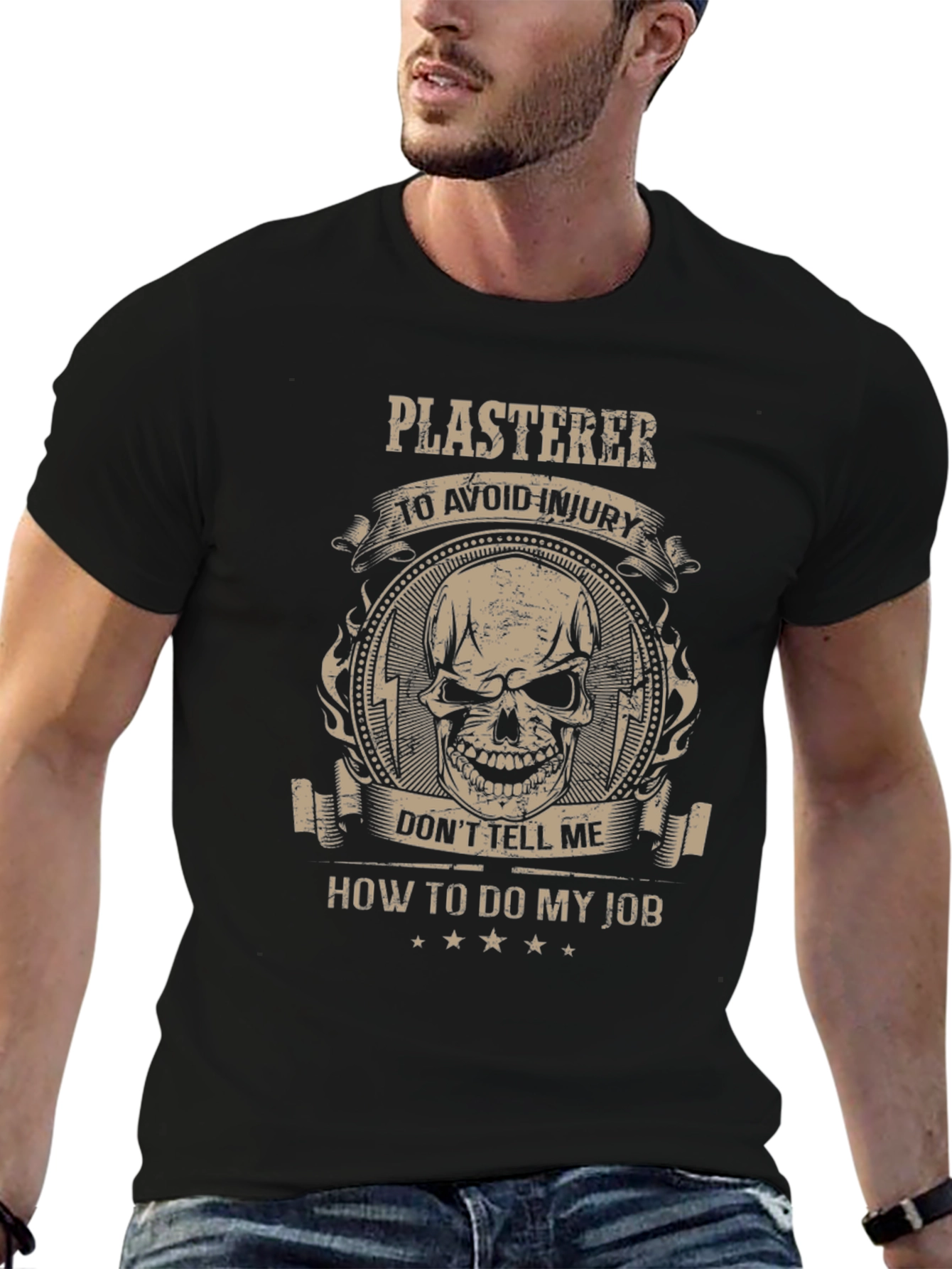 Plasterer Skull Graphic T-Shirt - Avoid Injury