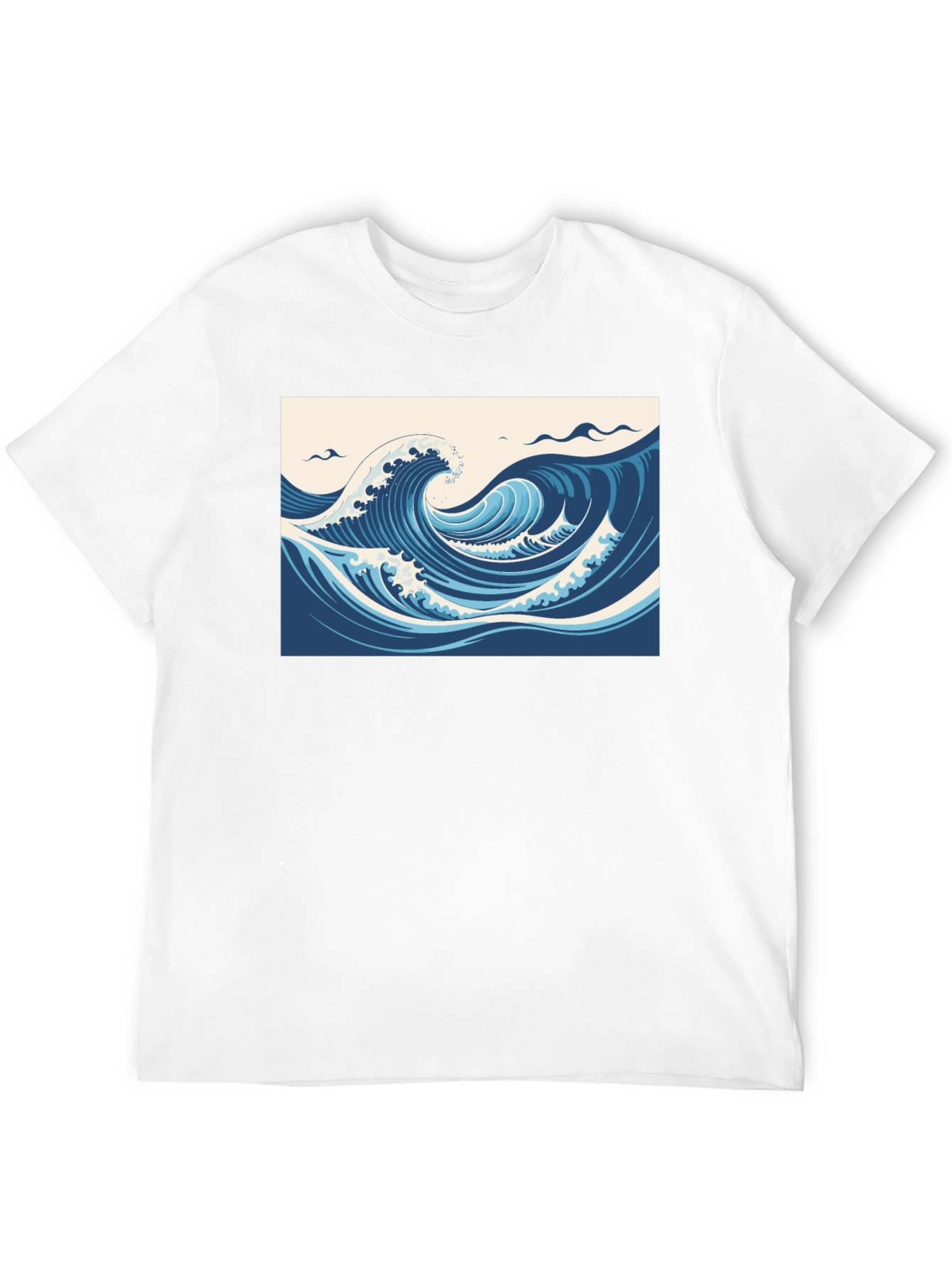 Ocean Wave Graphic Tee - Black Cotton T-Shirt