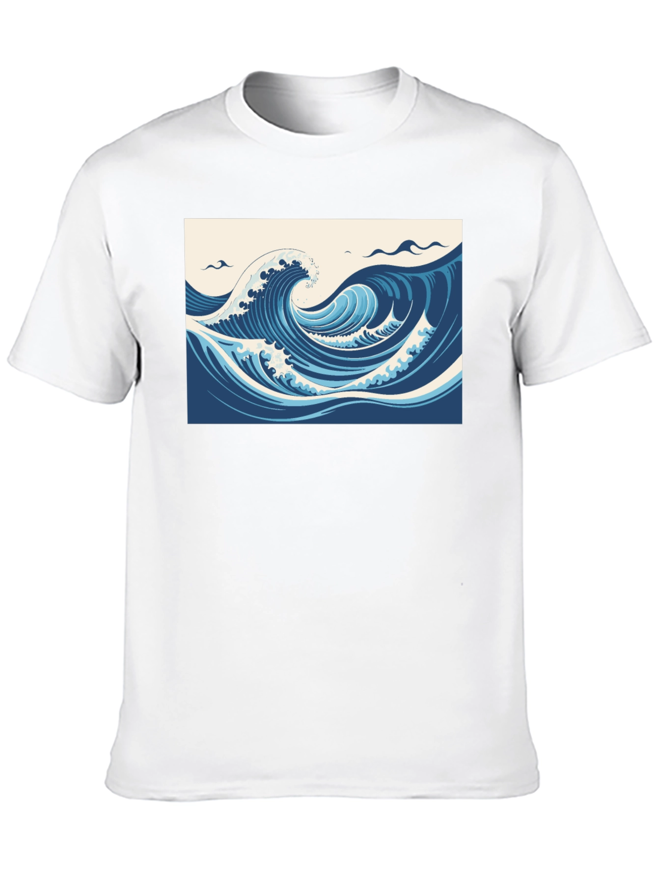 Ocean Wave Graphic Tee - Black Cotton T-Shirt