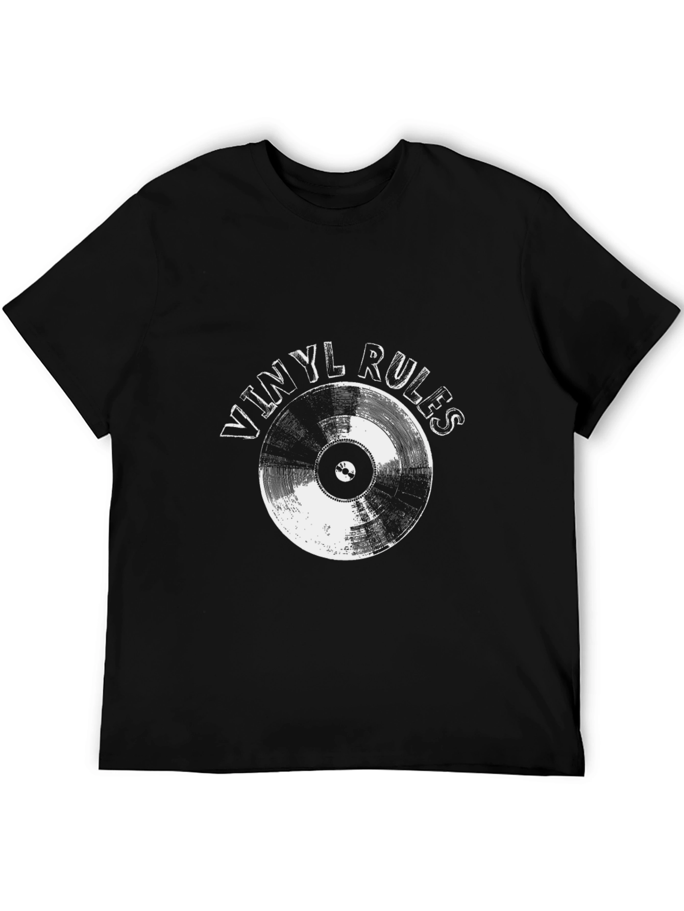 Vinyl Rules Black T-Shirt - Music Lover Tee