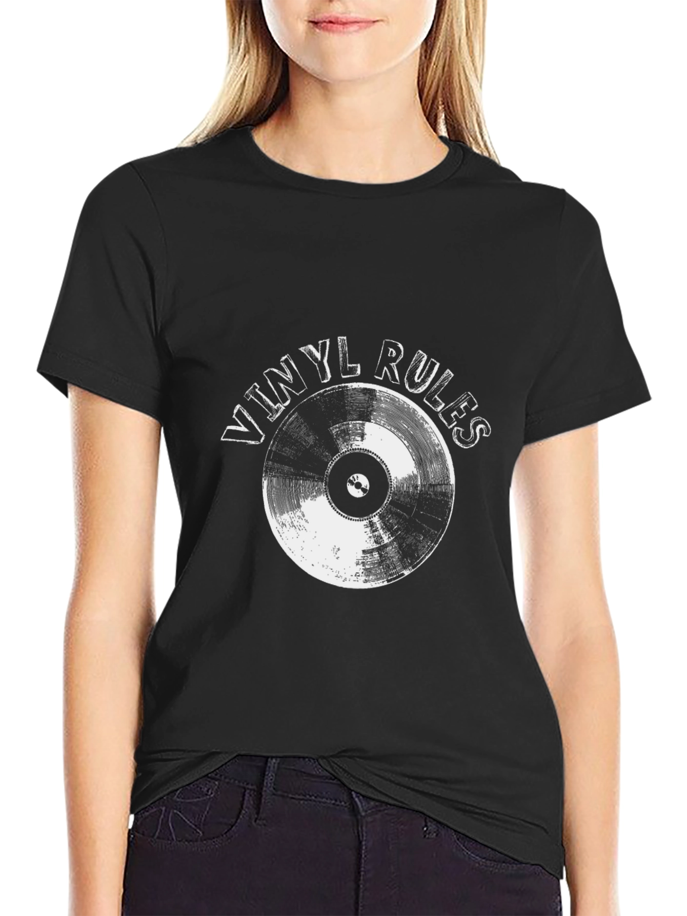 Vinyl Rules Black T-Shirt - Music Lover Tee