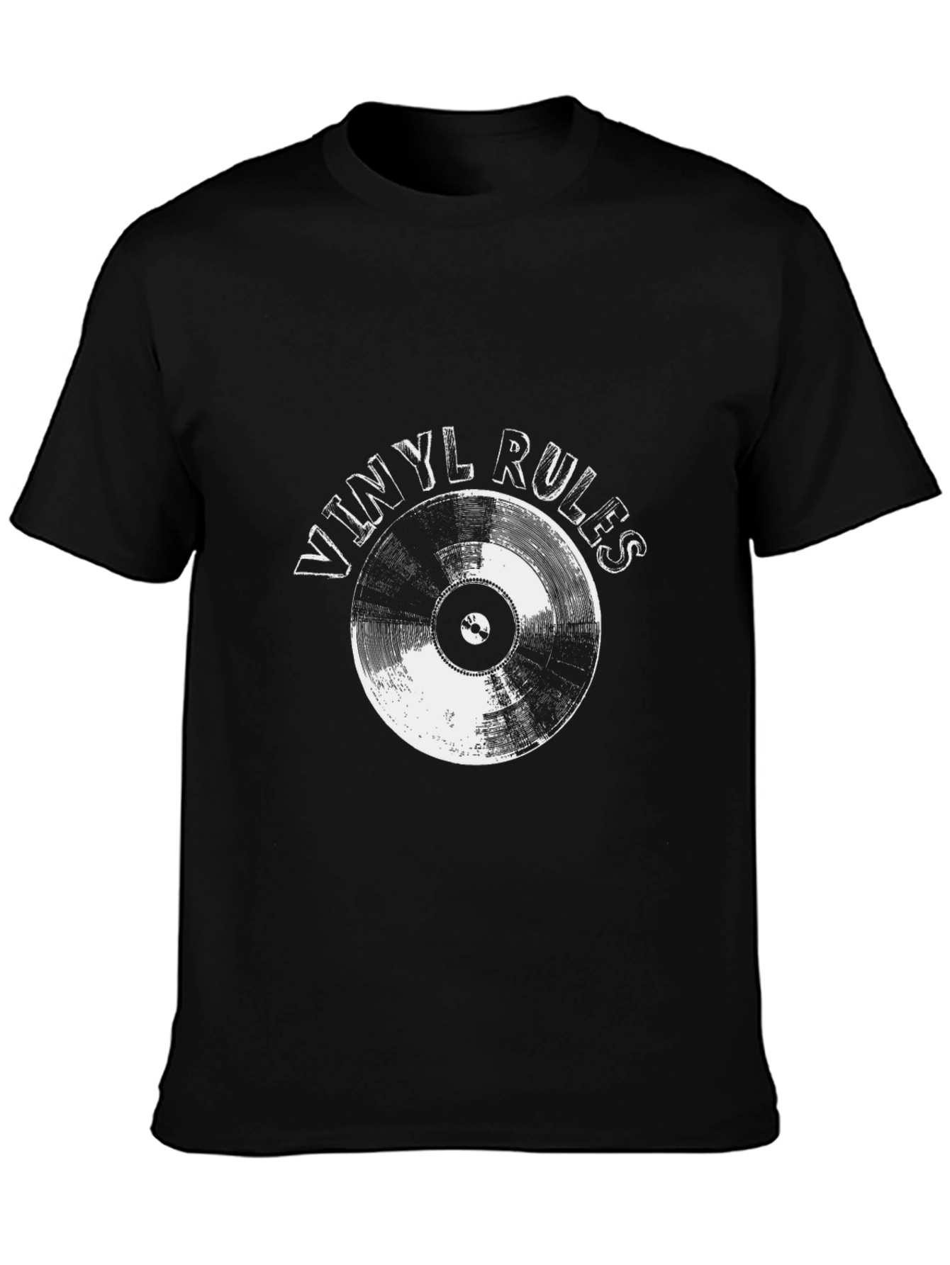 Vinyl Rules Black T-Shirt - Music Lover Tee