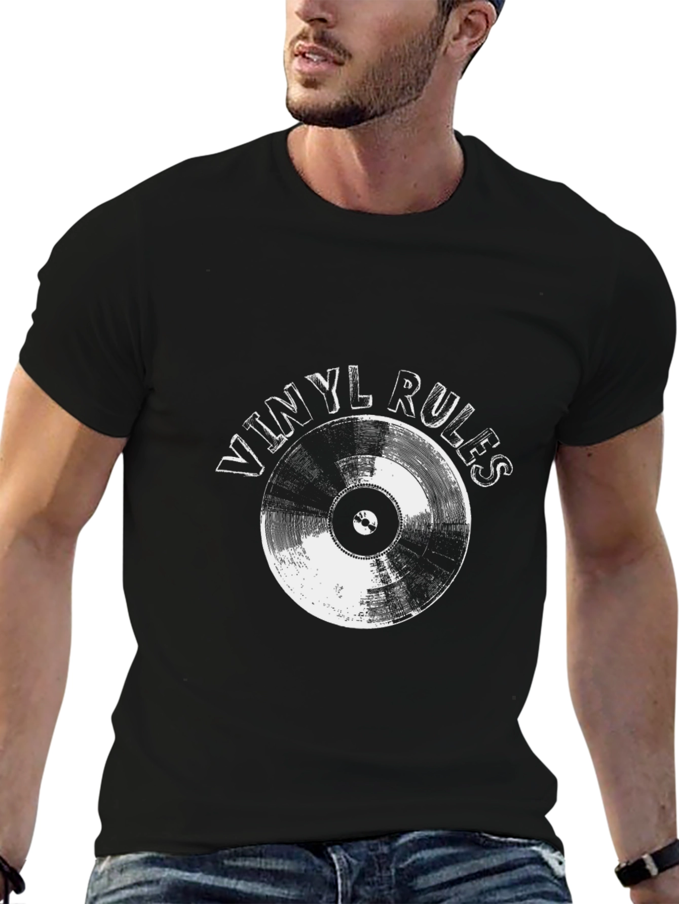 Vinyl Rules Black T-Shirt - Music Lover Tee