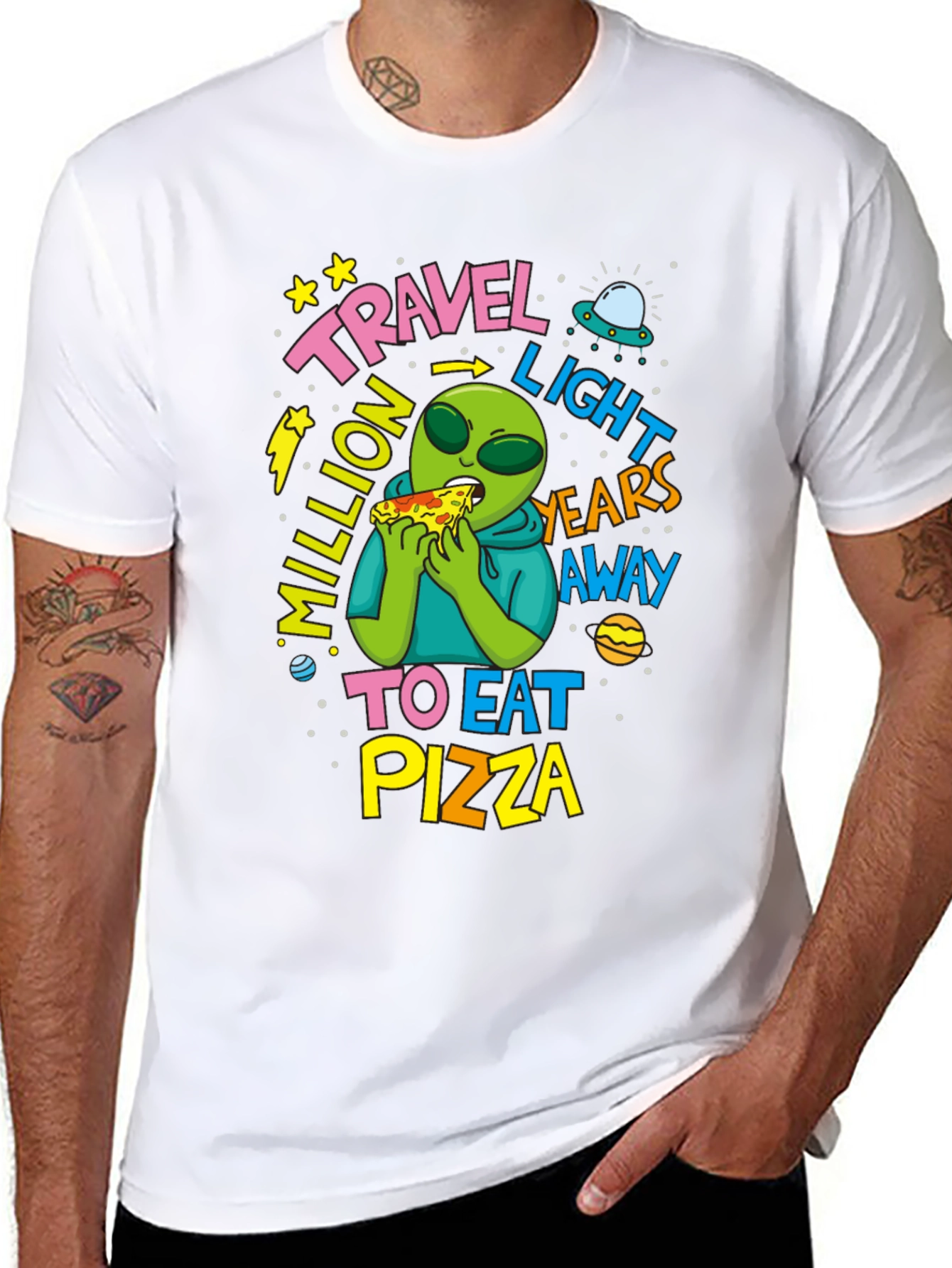 Travel Light Years Away To Eat Pizza Alien T-Shirt