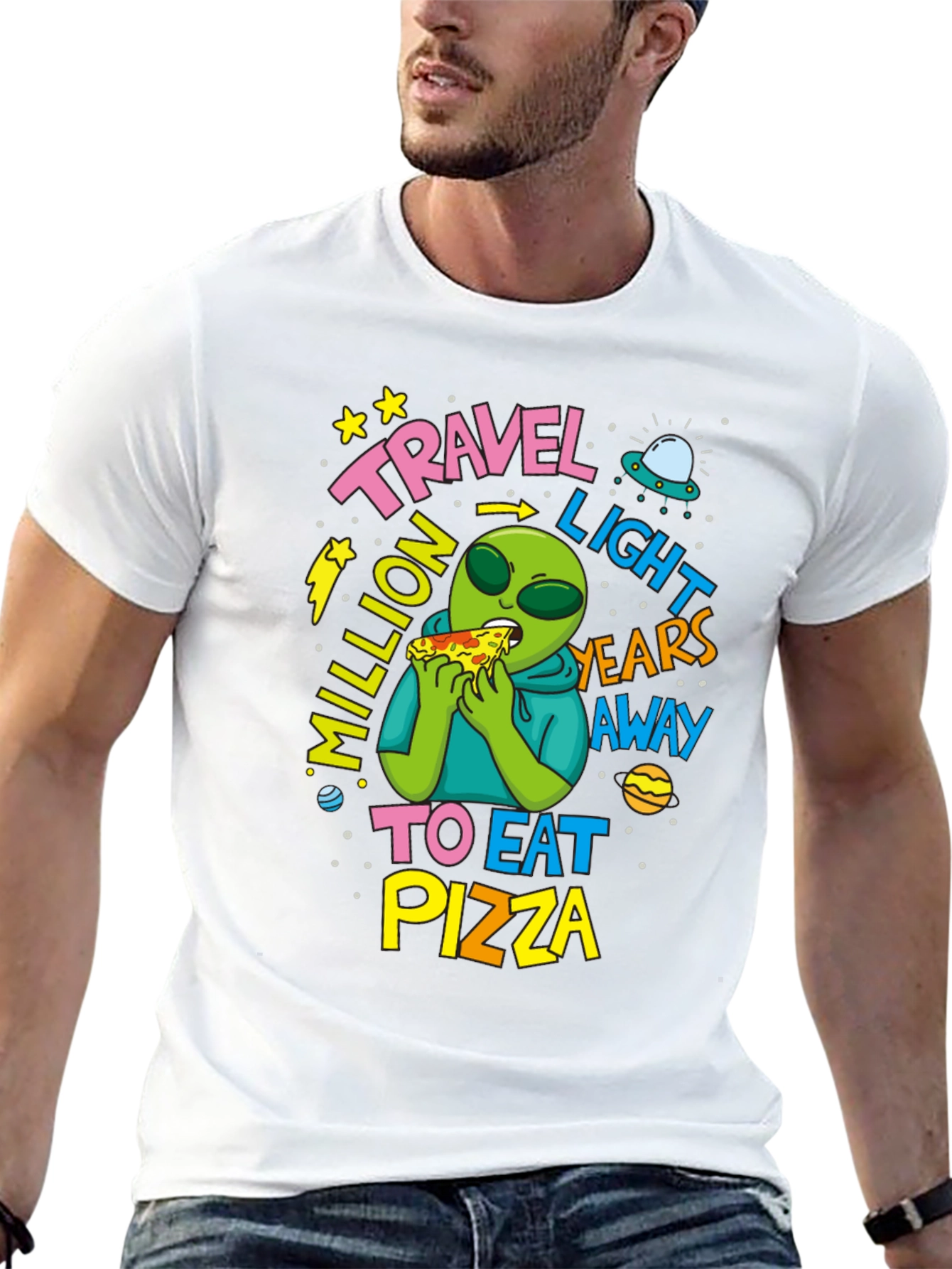 Travel Light Years Away To Eat Pizza Alien T-Shirt