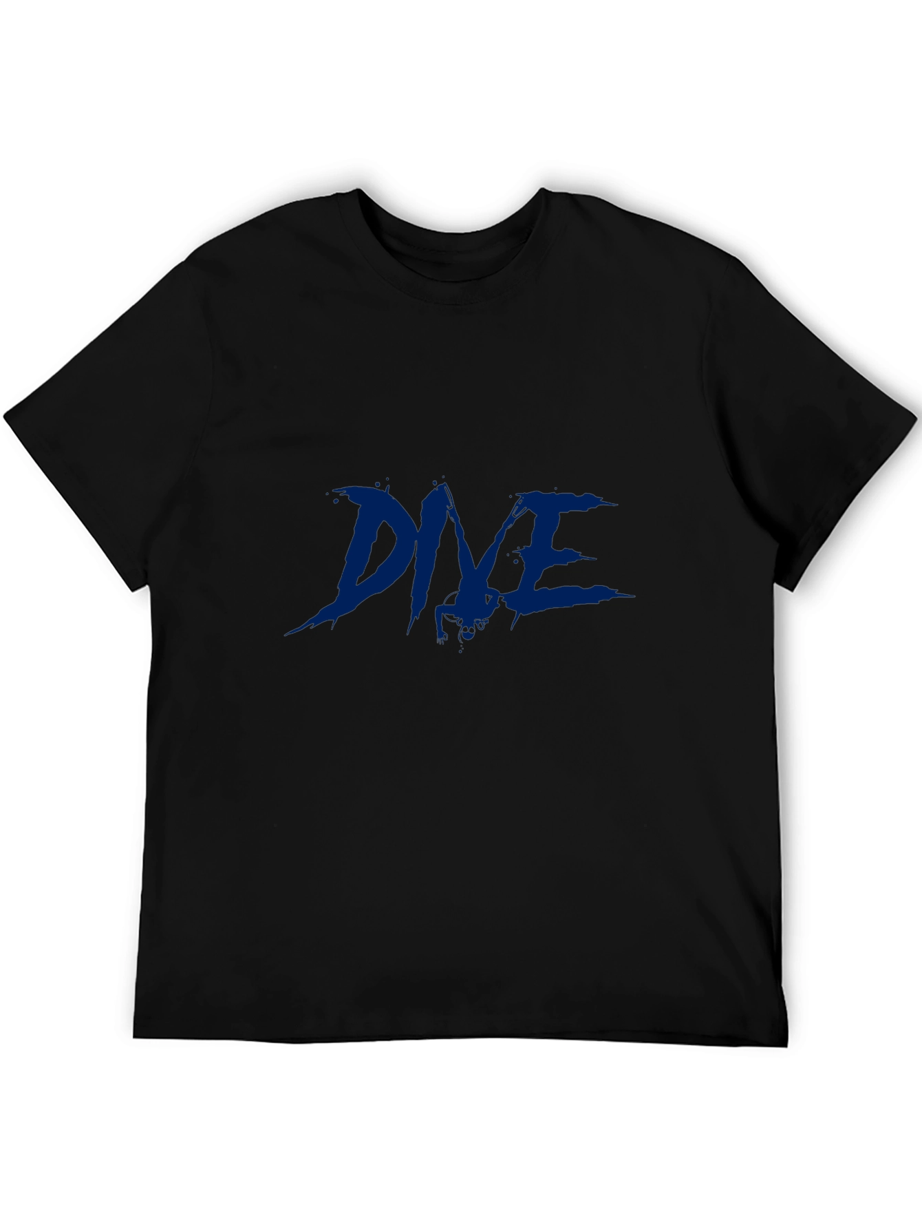 Mens Black T-Shirt with Blue Graphic Print