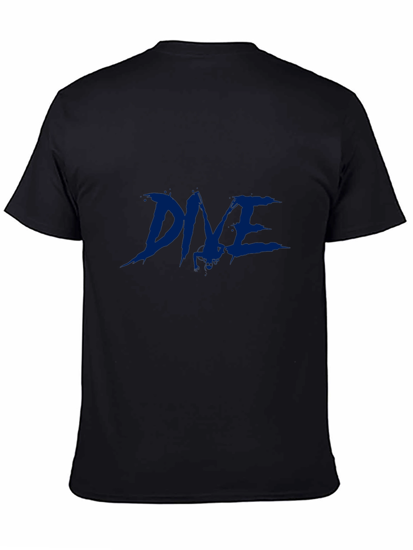 Mens Black T-Shirt with Blue Graphic Print
