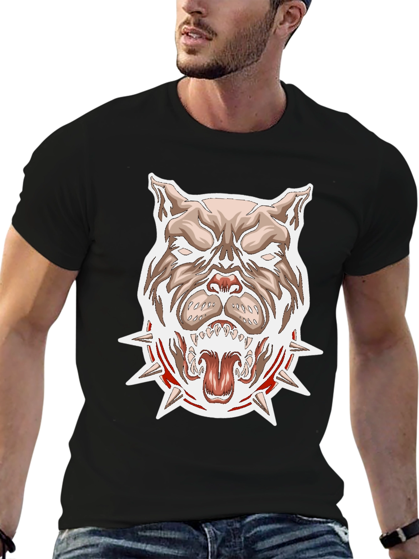 Pitbull Spike Collar Graphic T-Shirt