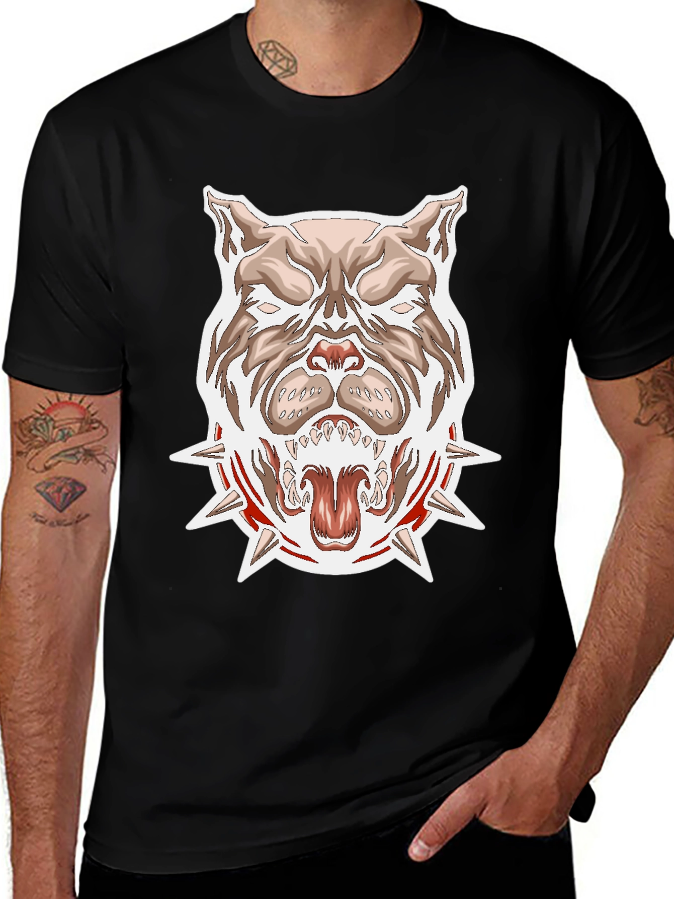 Pitbull Spike Collar Graphic T-Shirt