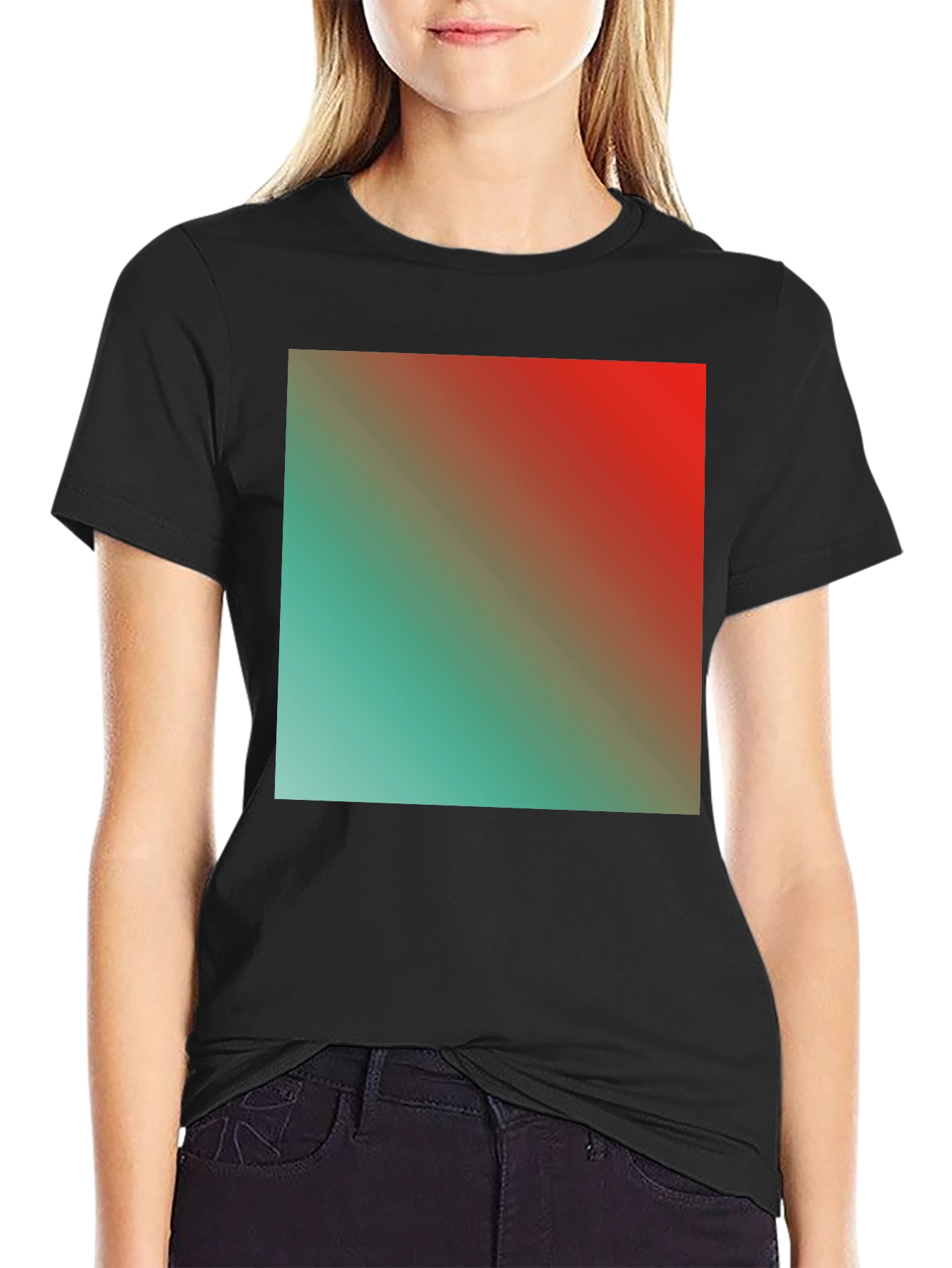 Gradient Square Graphic Black Tee