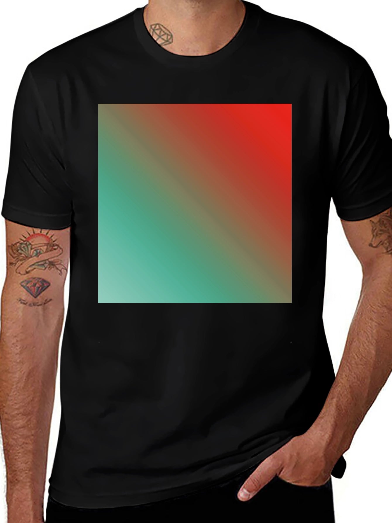 Gradient Square Graphic Black Tee