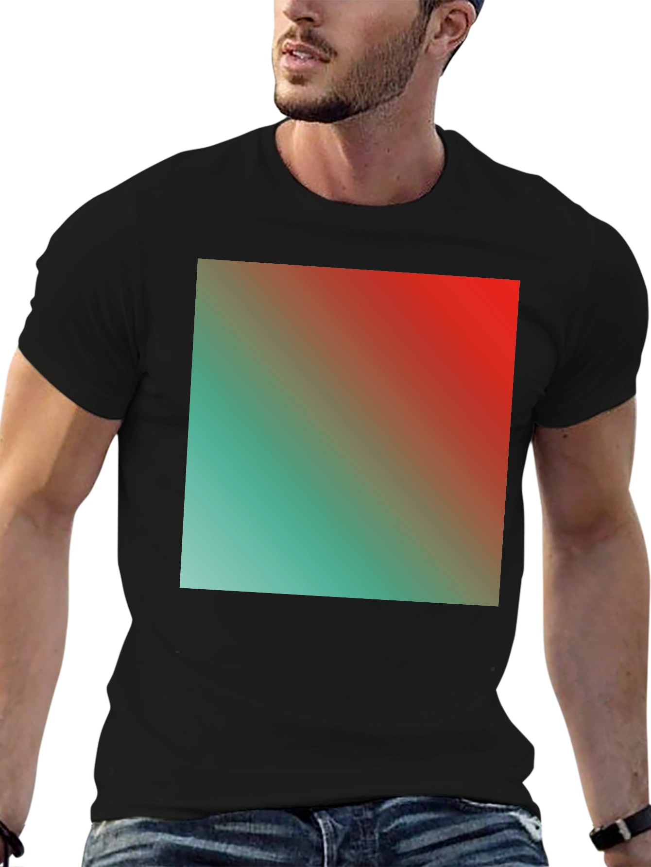 Gradient Square Graphic Black Tee