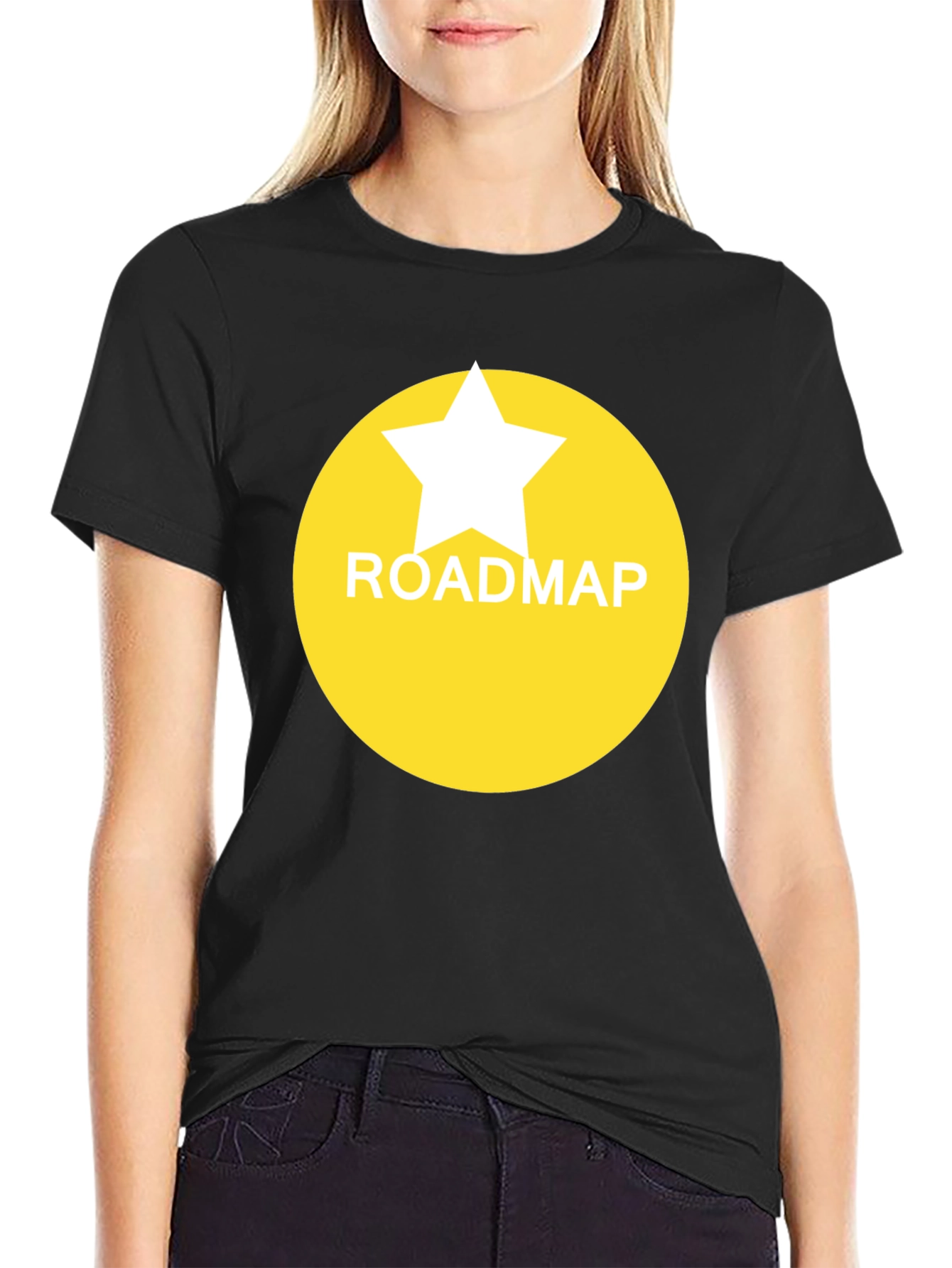 Roadmap Star Graphic Tee - Black Casual T-Shirt