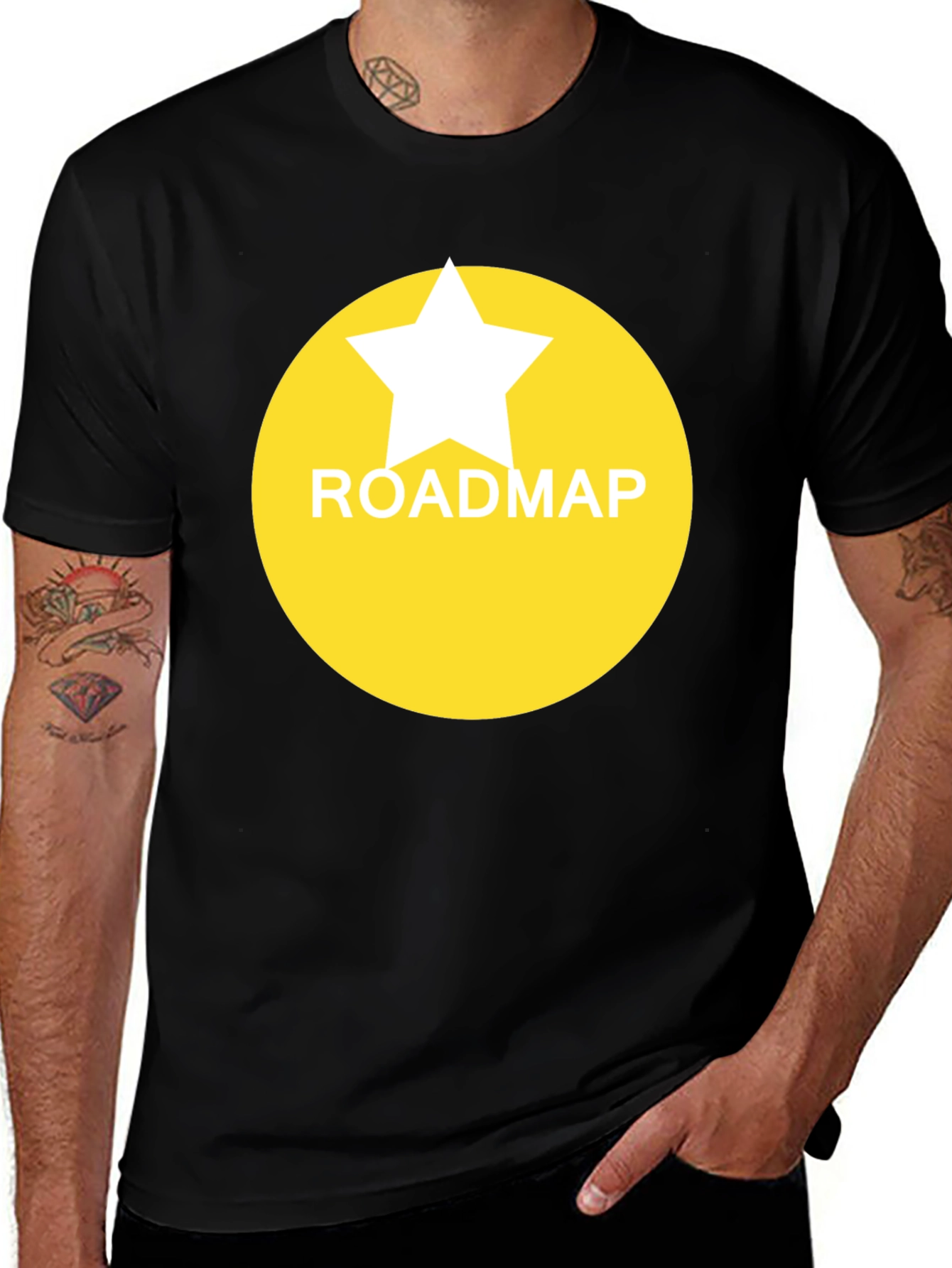 Roadmap Star Graphic Tee - Black Casual T-Shirt